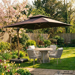 Camber 3m Square Cantilever Parasol with Solar LED Lights – Khaki Beige or Coffee Brown Garden Umbrella