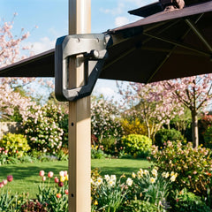 Camber 3m Square Cantilever Parasol with Solar LED Lights – Khaki Beige or Coffee Brown Garden Umbrella
