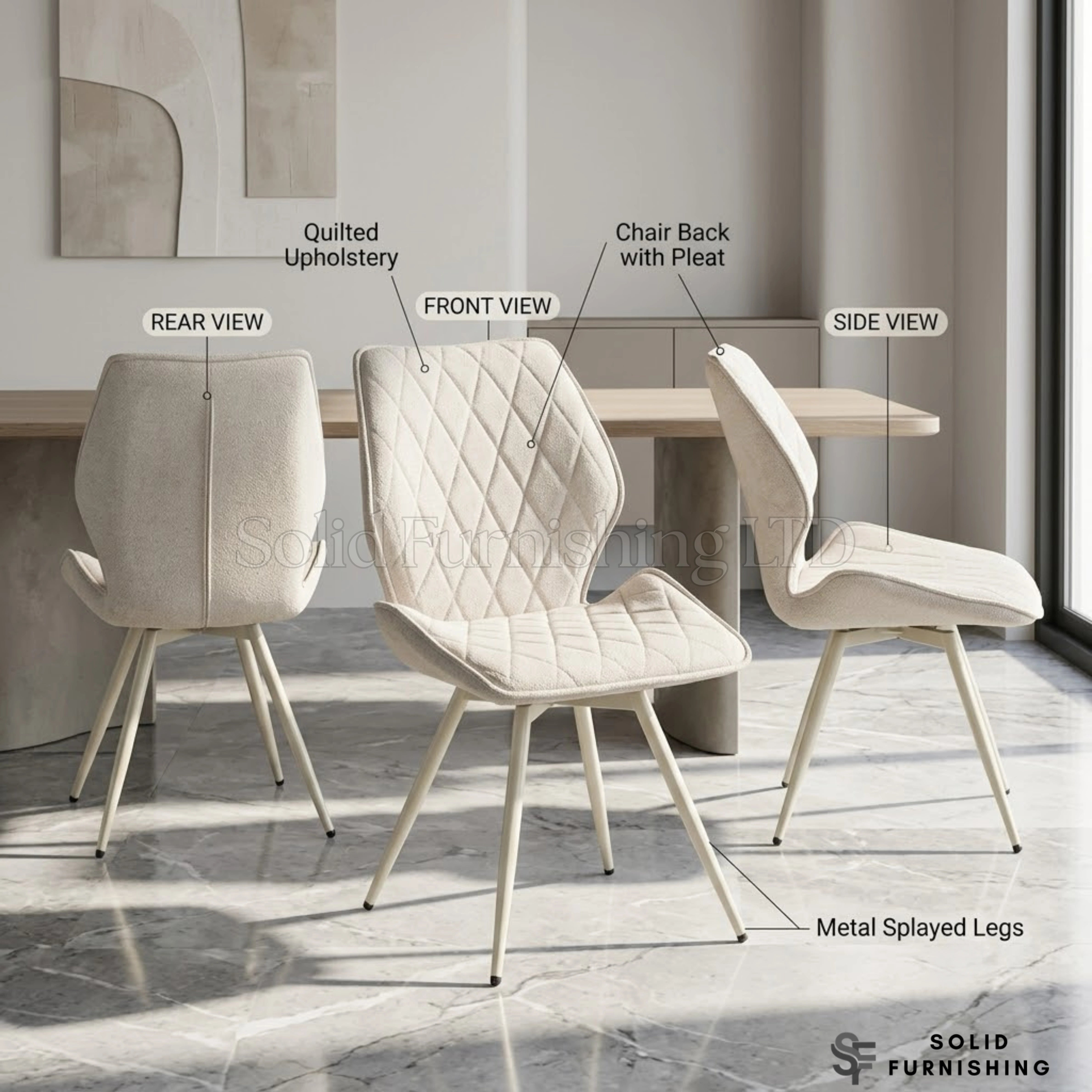 Cambridge Upholstered Dining Chairs – Beige or Grey (Set of 4)