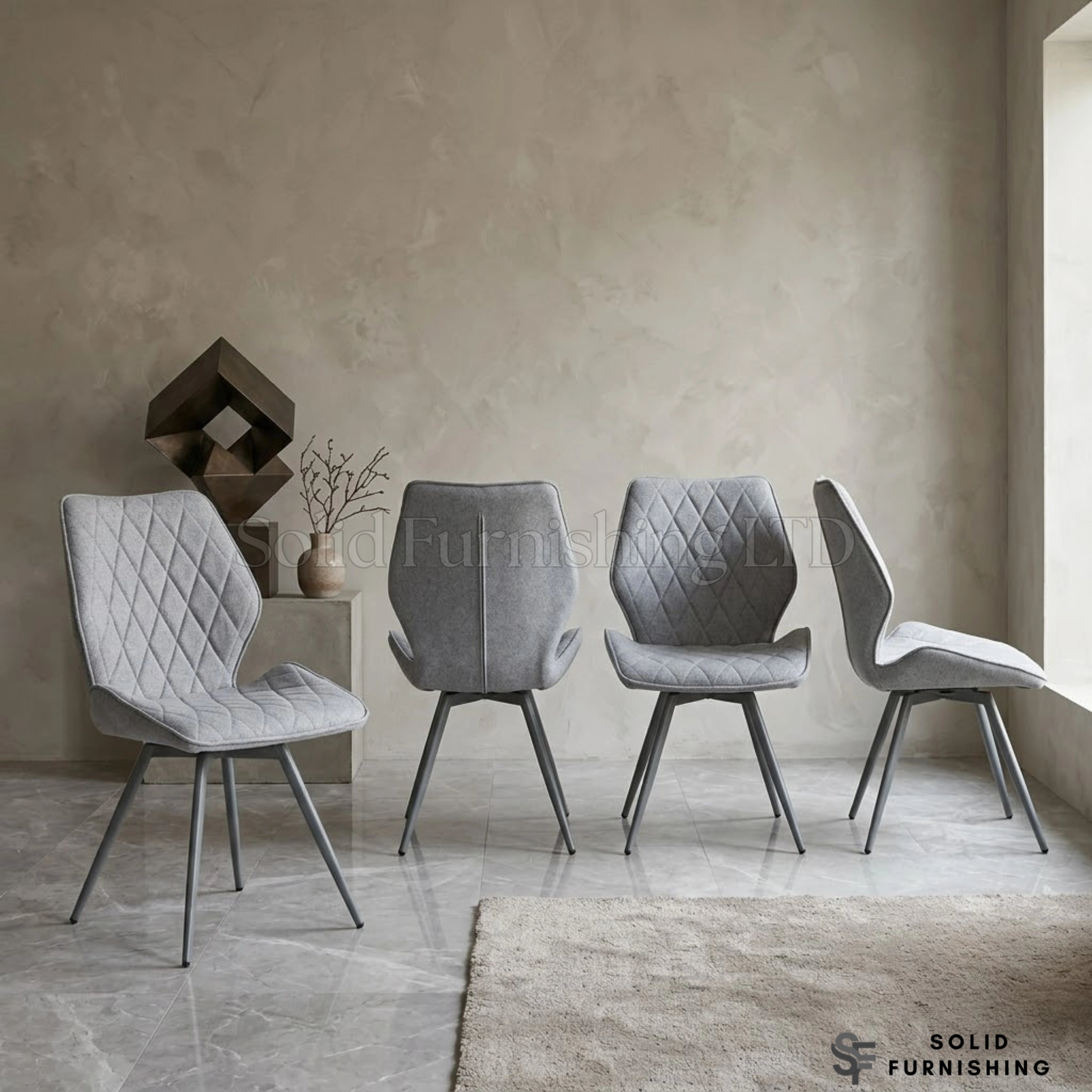 Cambridge Upholstered Dining Chairs – Beige or Grey (Set of 4)