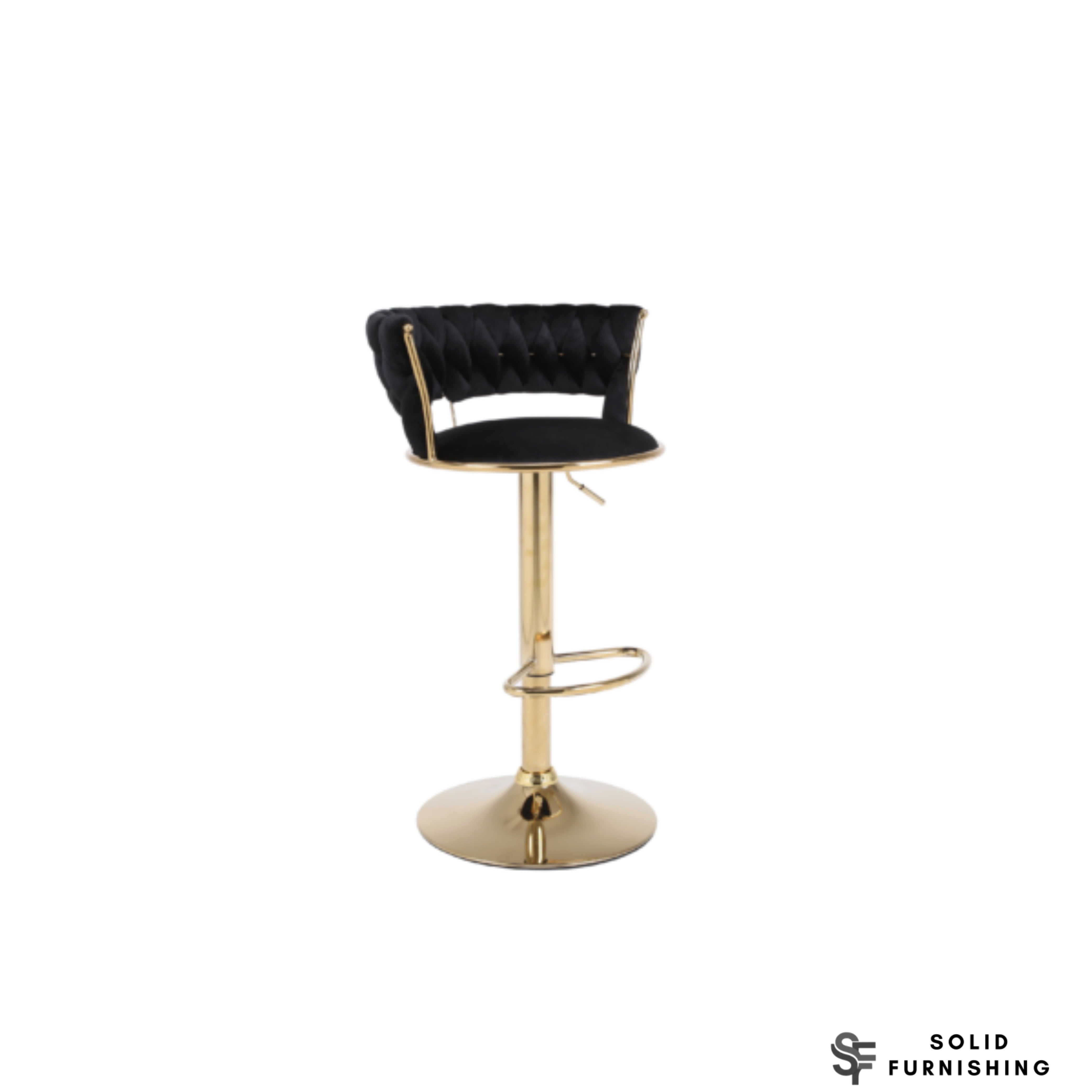 Camelia Black & Gold Bar Stools Set of 2 – Adjustable Luxury Breakfast Bar Chairs