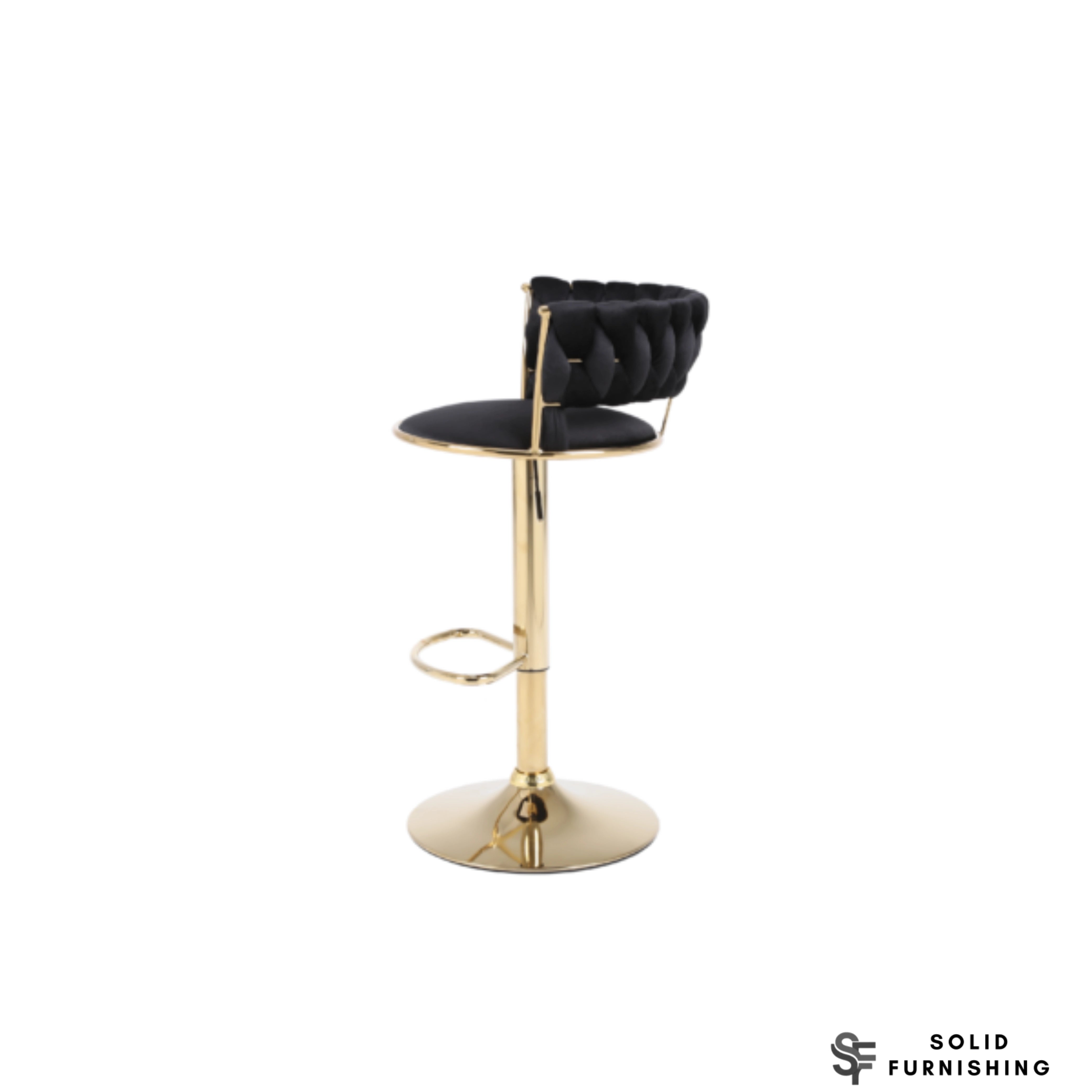 Camelia Black & Gold Bar Stools Set of 2 – Adjustable Luxury Breakfast Bar Chairs