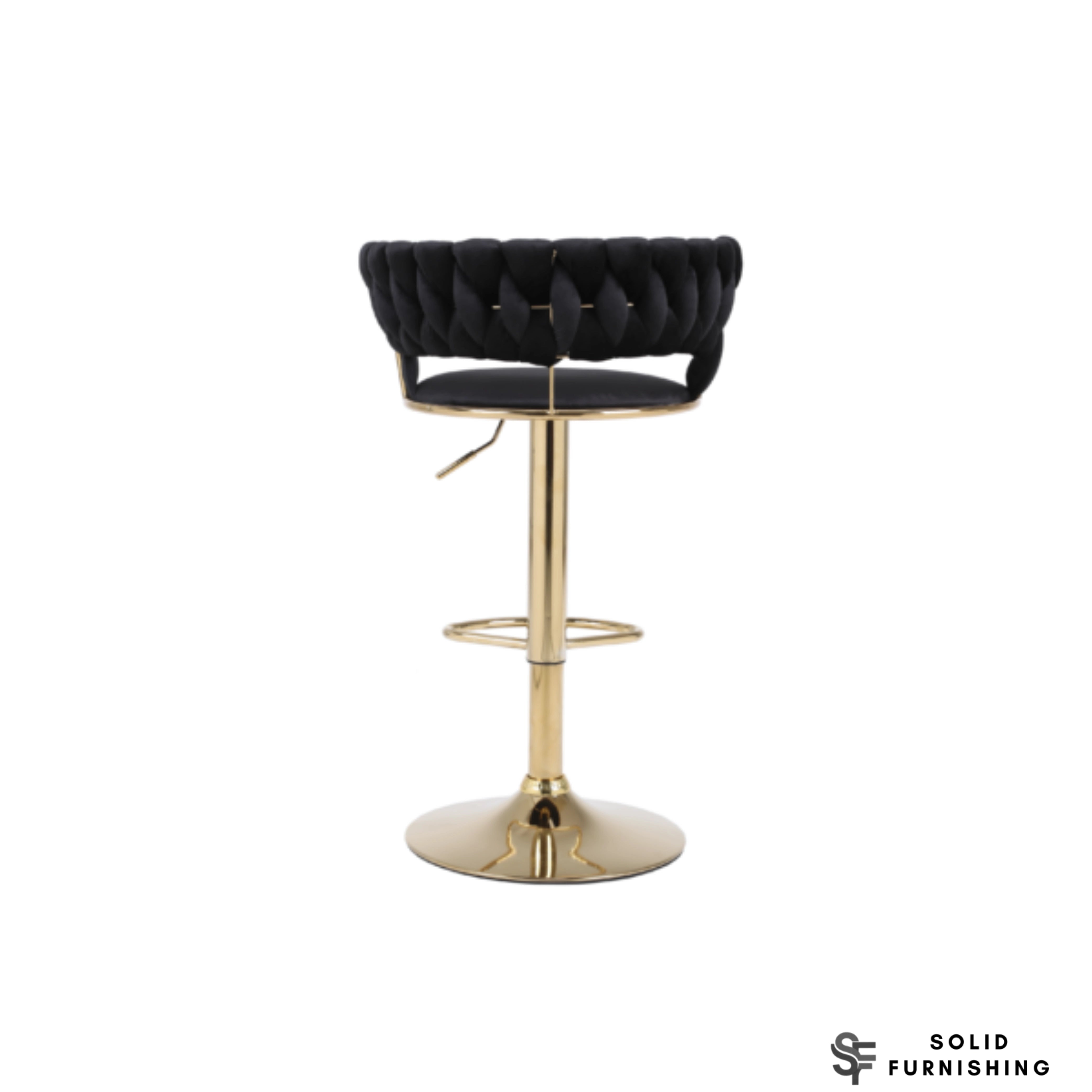 Camelia Black & Gold Bar Stools Set of 2 – Adjustable Luxury Breakfast Bar Chairs