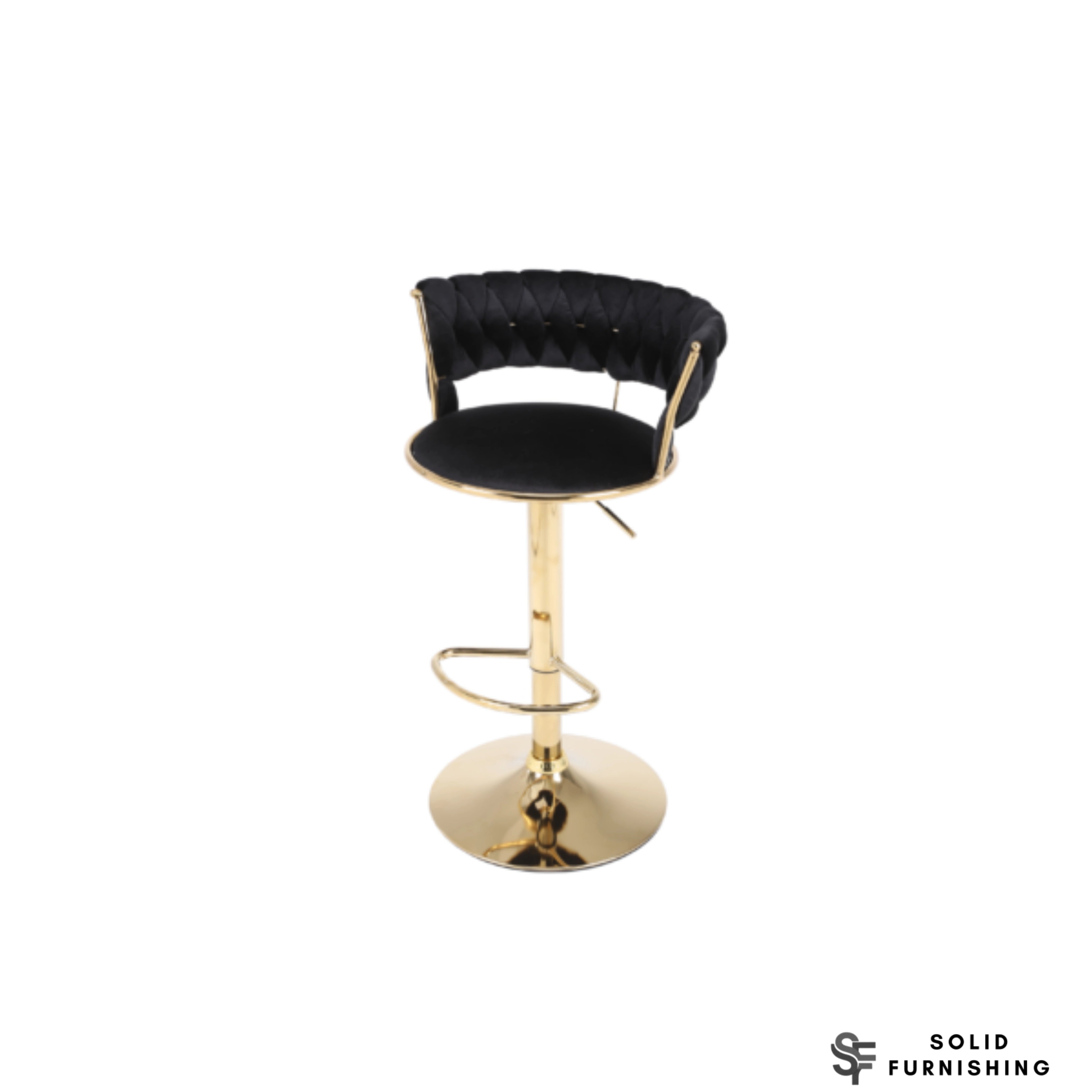 Camelia Black & Gold Bar Stools Set of 2 – Adjustable Luxury Breakfast Bar Chairs