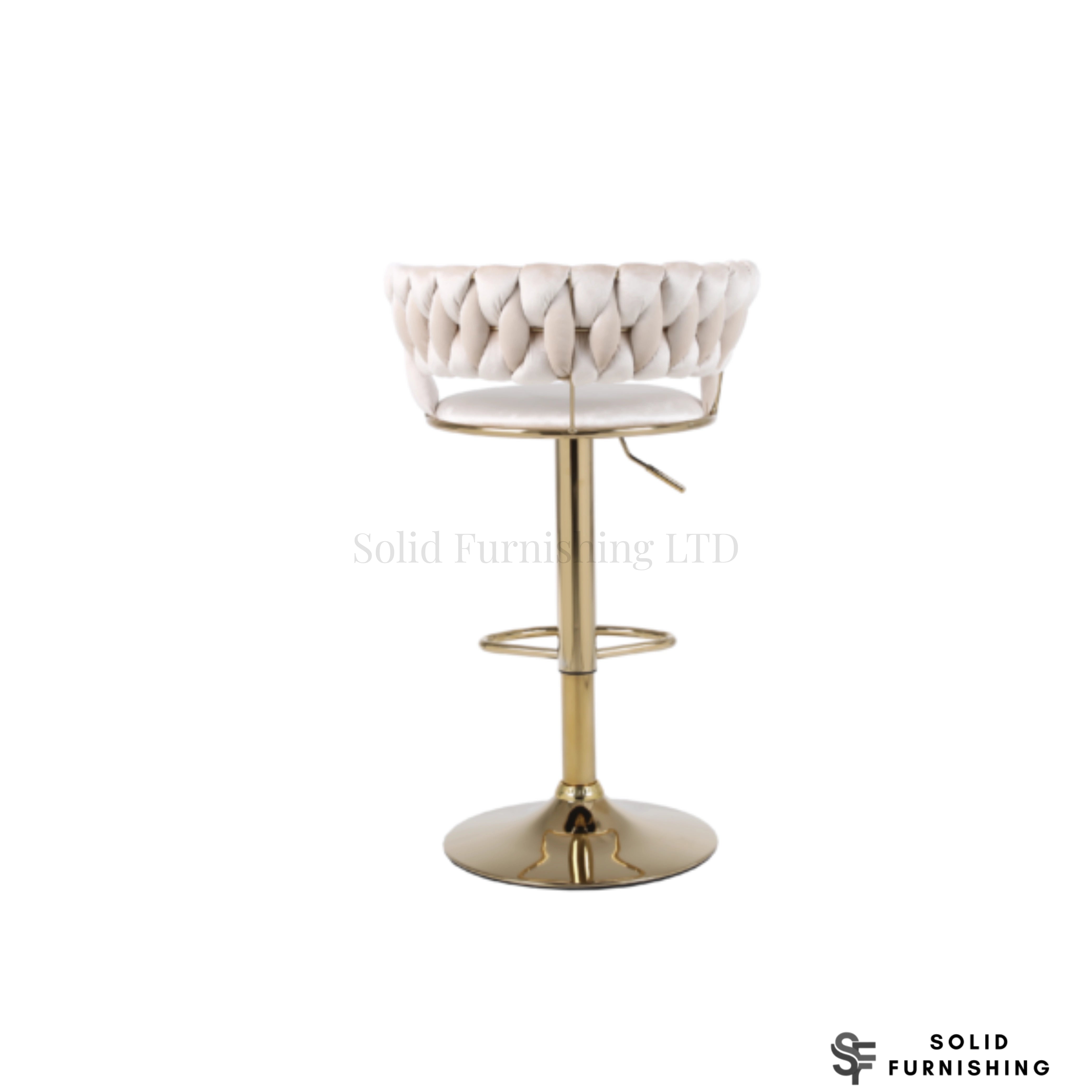 Camelia Cream & Gold Bar Stools Set of 2 – Luxury Adjustable Breakfast Bar Chairs