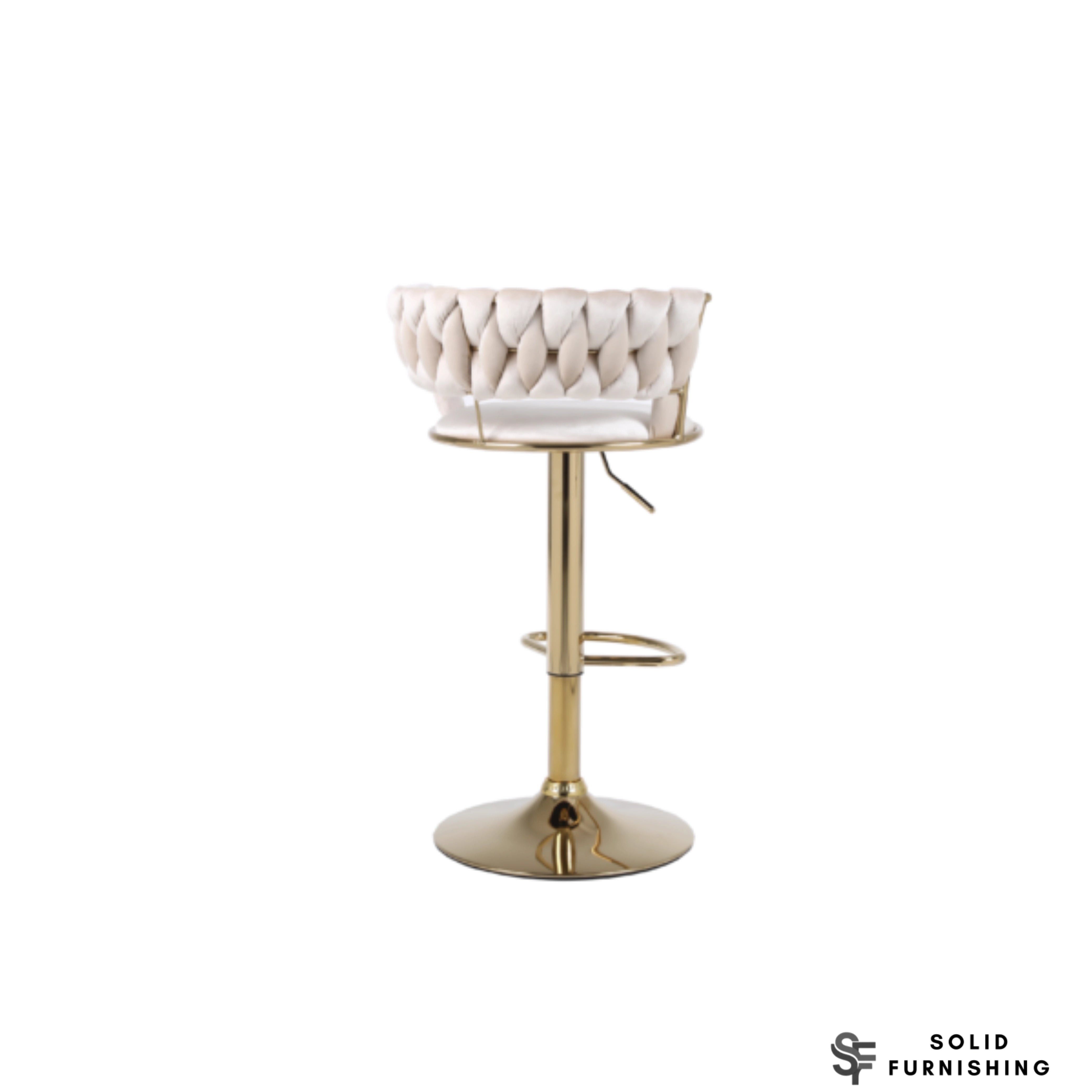 Camelia Cream & Gold Bar Stools Set of 2 – Luxury Adjustable Breakfast Bar Chairs