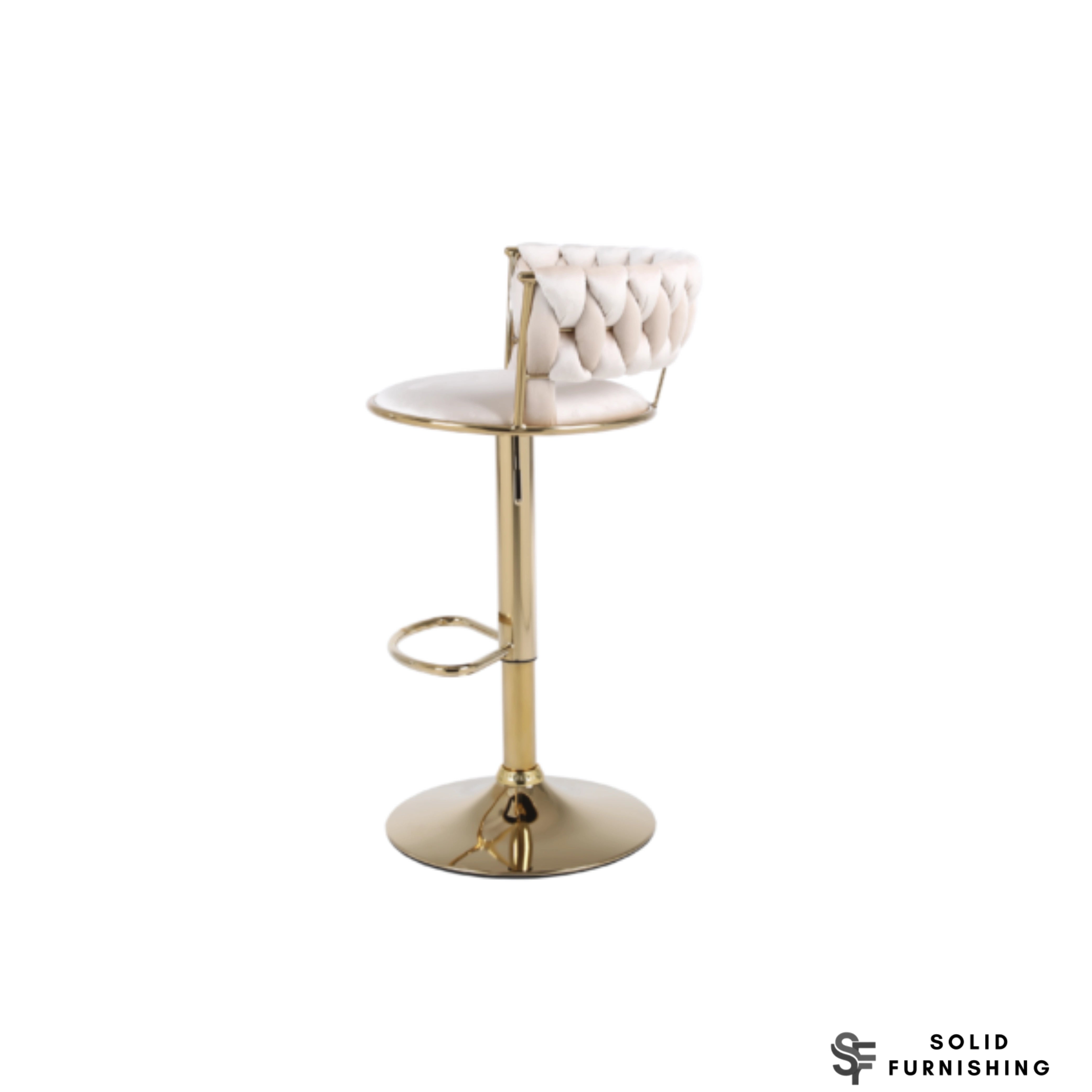 Camelia Cream & Gold Bar Stools Set of 2 – Luxury Adjustable Breakfast Bar Chairs
