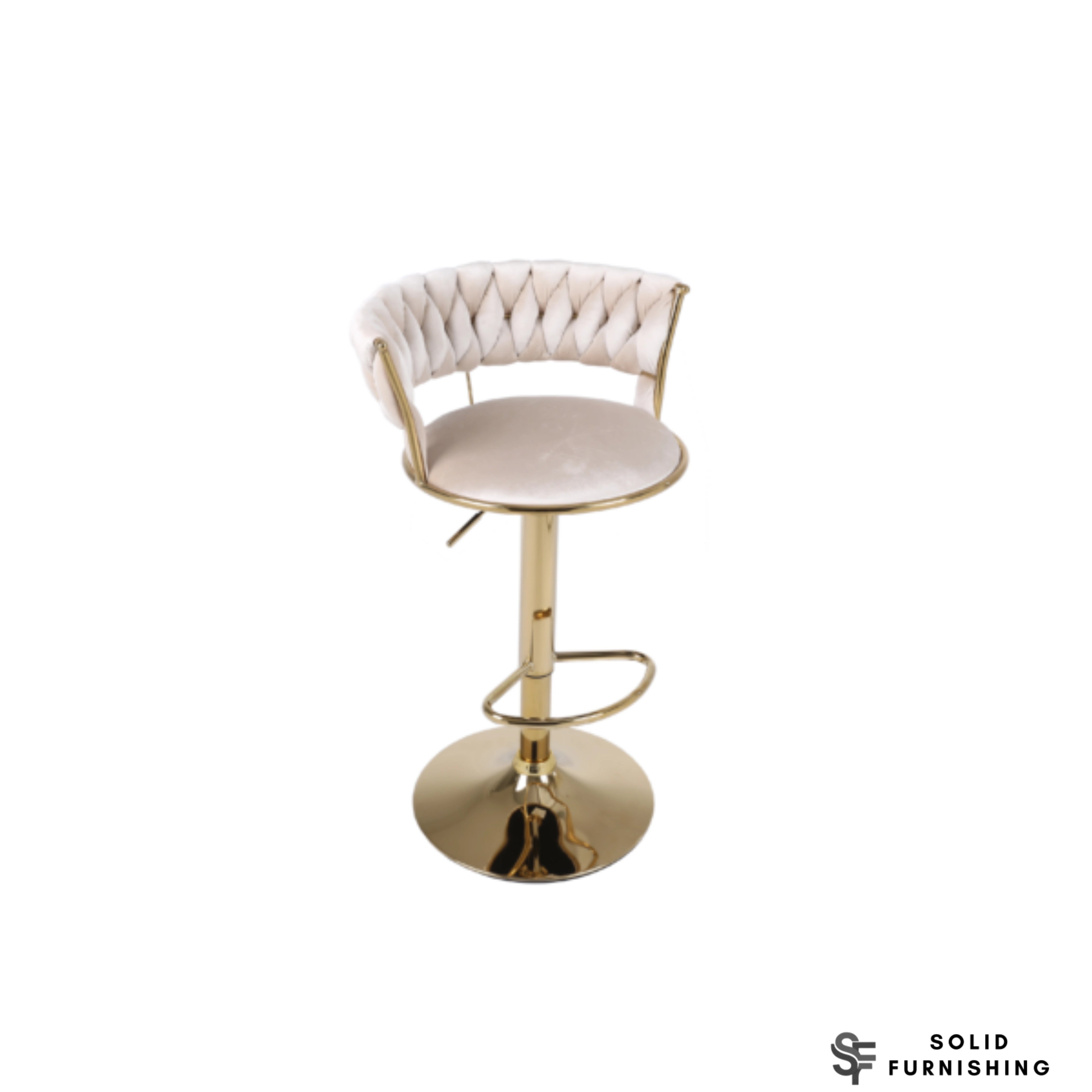 Camelia Cream & Gold Bar Stools Set of 2 – Luxury Adjustable Breakfast Bar Chairs