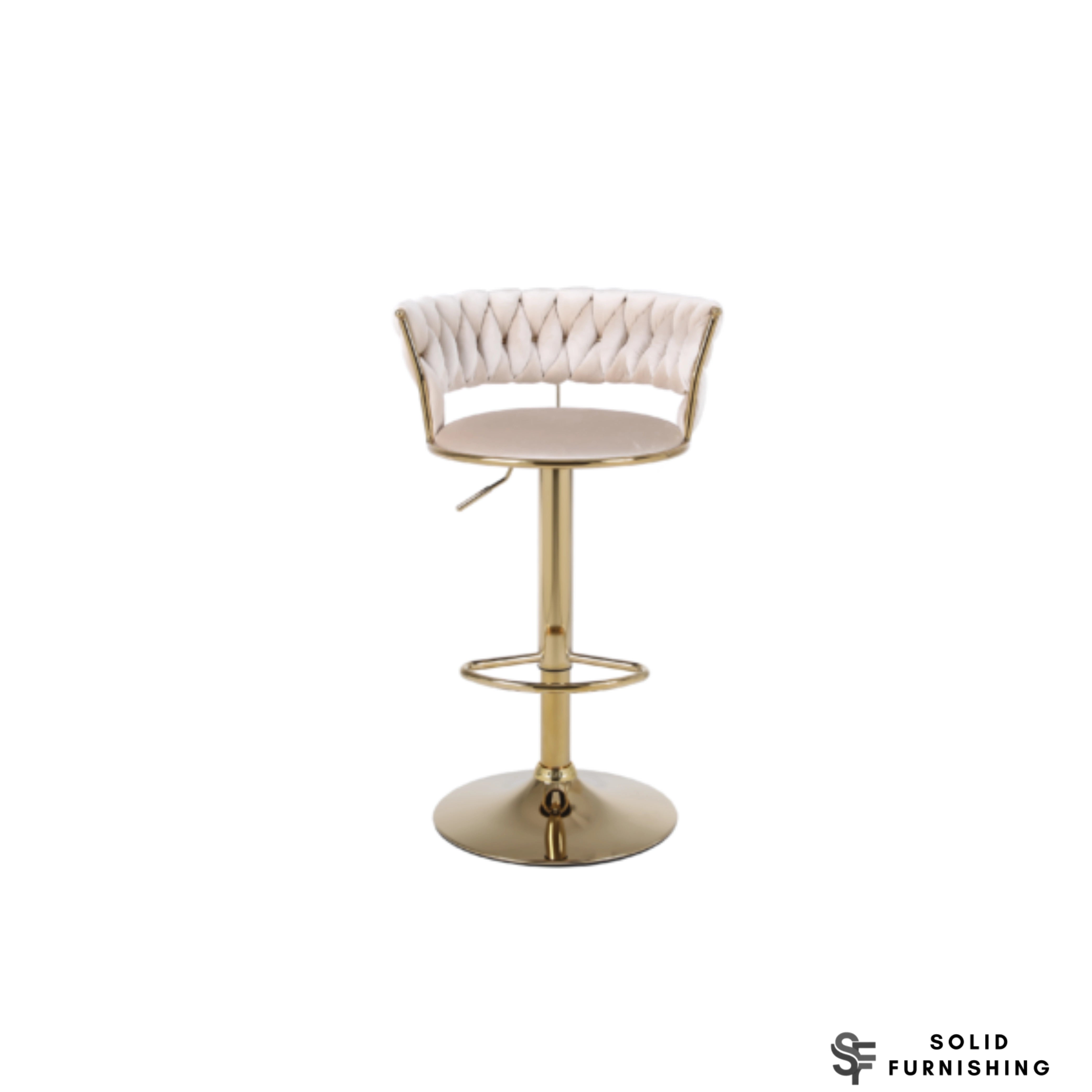 Camelia Cream & Gold Bar Stools Set of 2 – Luxury Adjustable Breakfast Bar Chairs