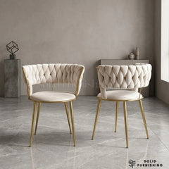 Camelia Velvet Dining Chairs with Gold Legs – Cream or Black (Set of 2)