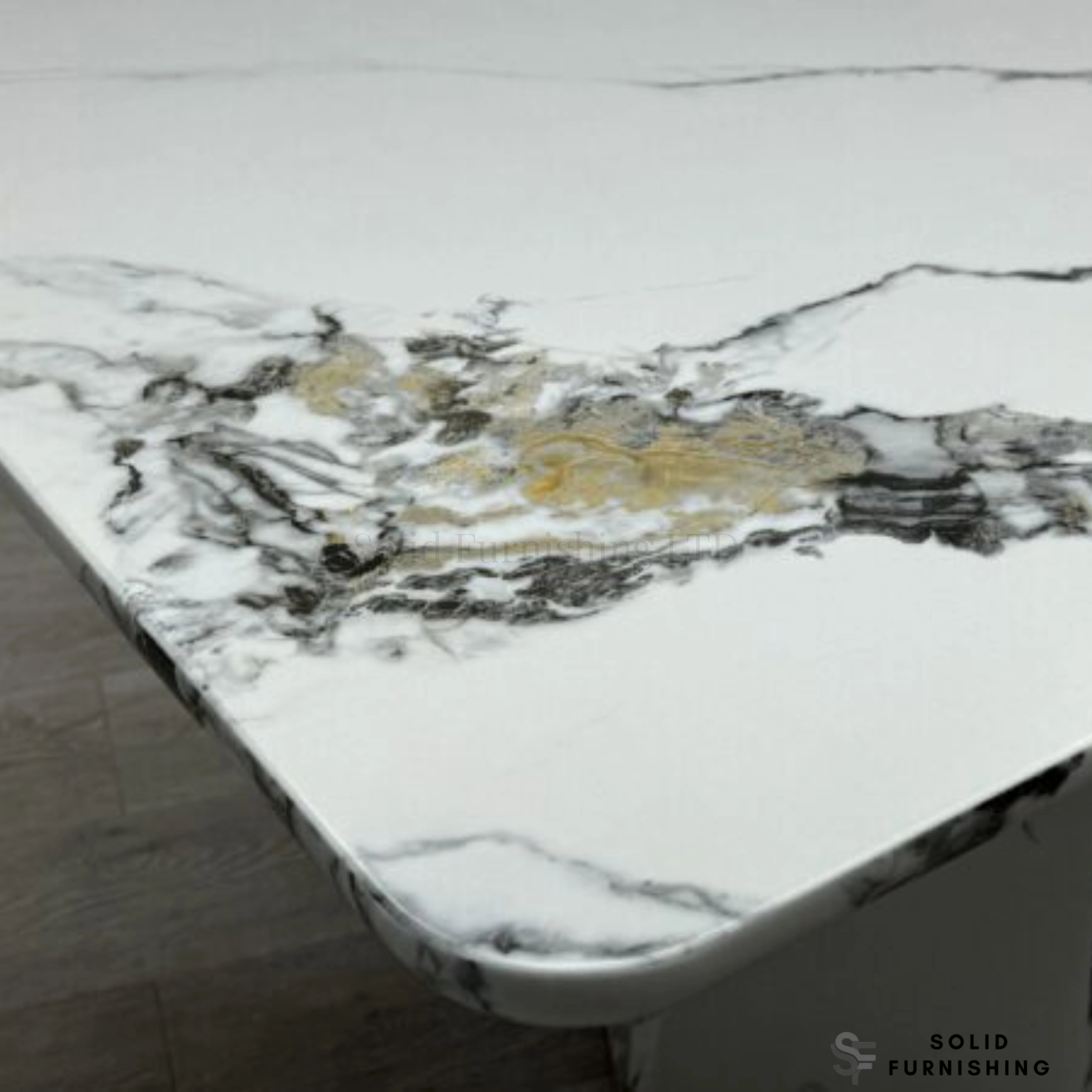 Capri 160cm Grey & White Marble Effect Dining Table – Modern Pedestal Dining Table