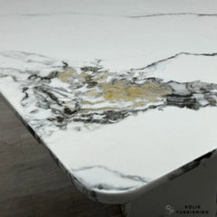Capri 160cm Grey & White Marble Effect Dining Table – Modern Pedestal Dining Table