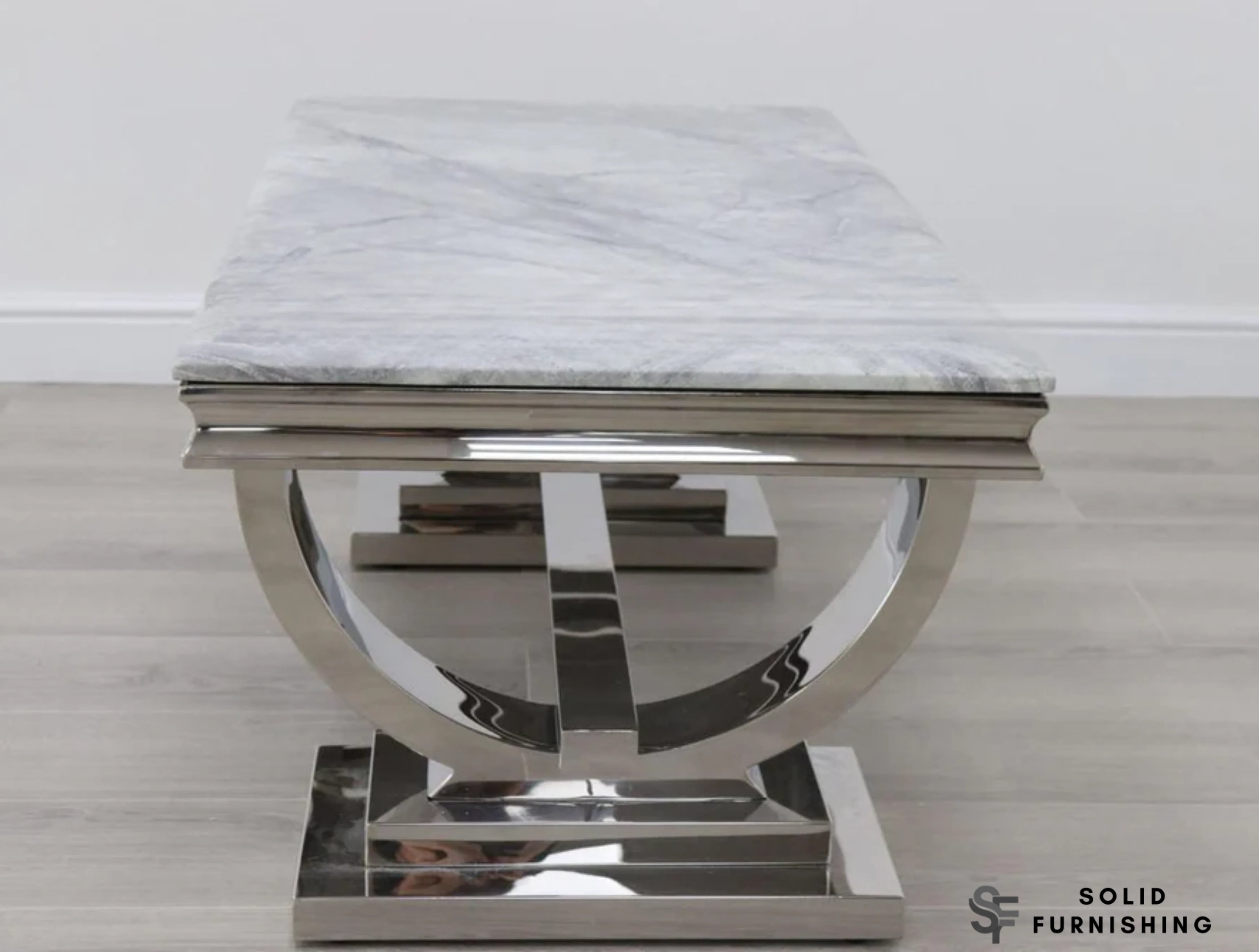 Chelsea Chrome Marble Coffee Table – Luxury Circular Frame Centre Table