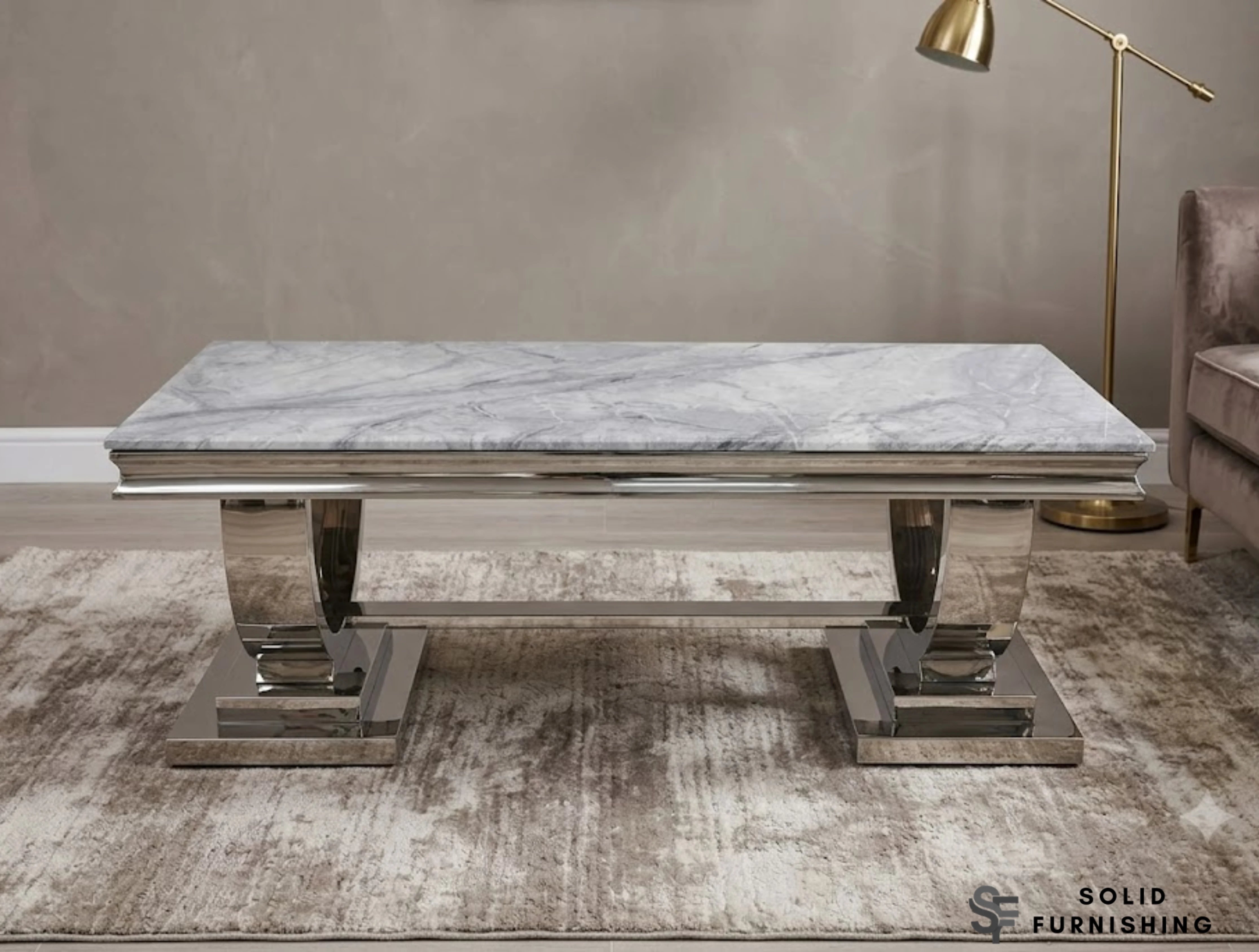 Chelsea Chrome Marble Coffee Table – Luxury Circular Frame Centre Table