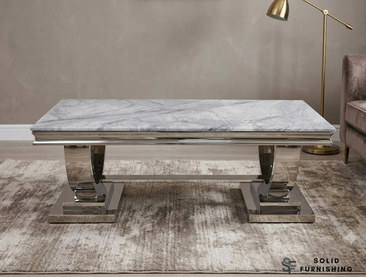 Chelsea Chrome Marble Coffee Table – Luxury Circular Frame Centre Table
