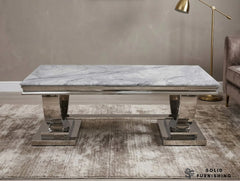 Chelsea Chrome Marble Coffee Table – Luxury Circular Frame Centre Table