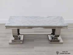 Chelsea Chrome Marble Coffee Table – Luxury Circular Frame Centre Table