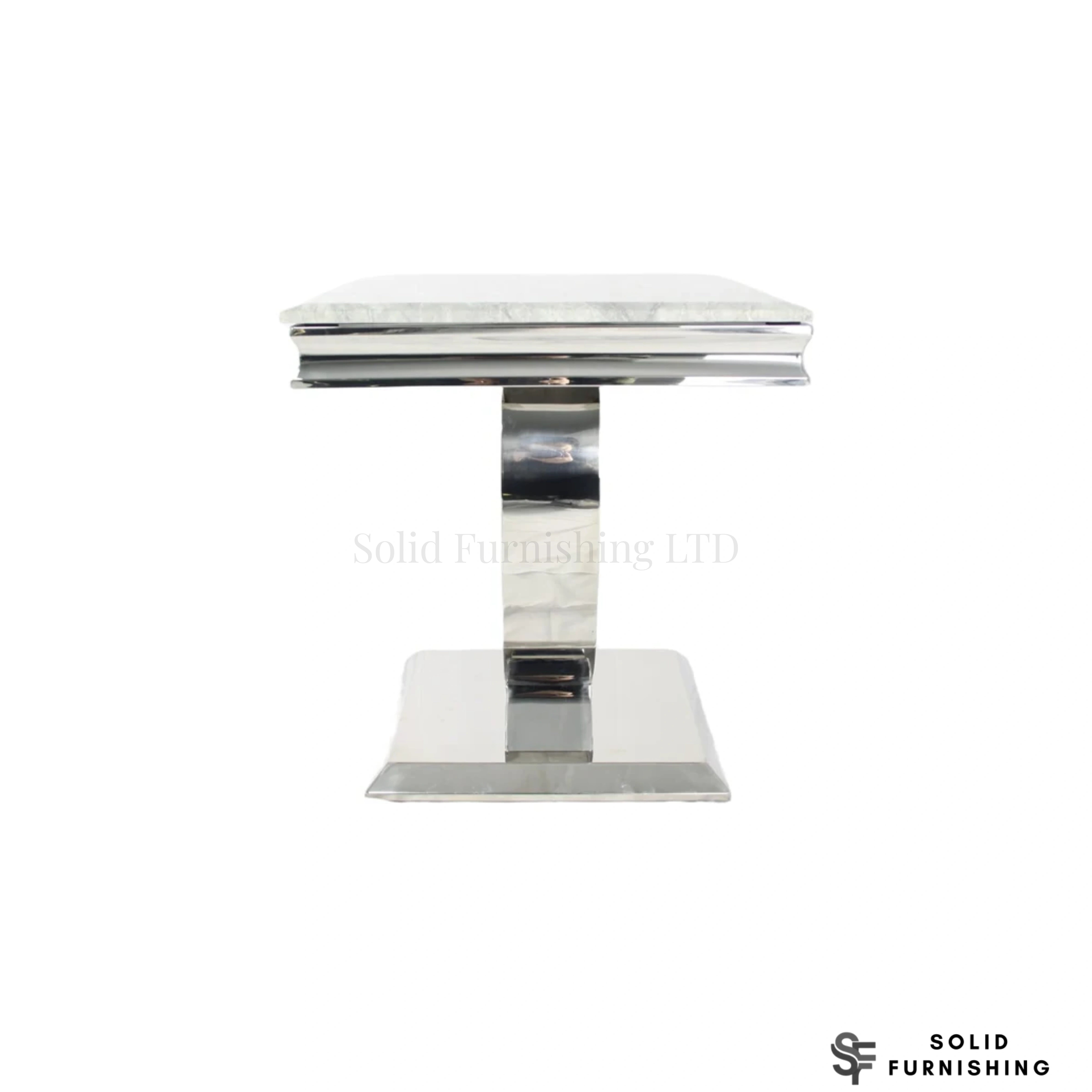 Chelsea Chrome Side Table – Marble & Ceramic Lamp Table