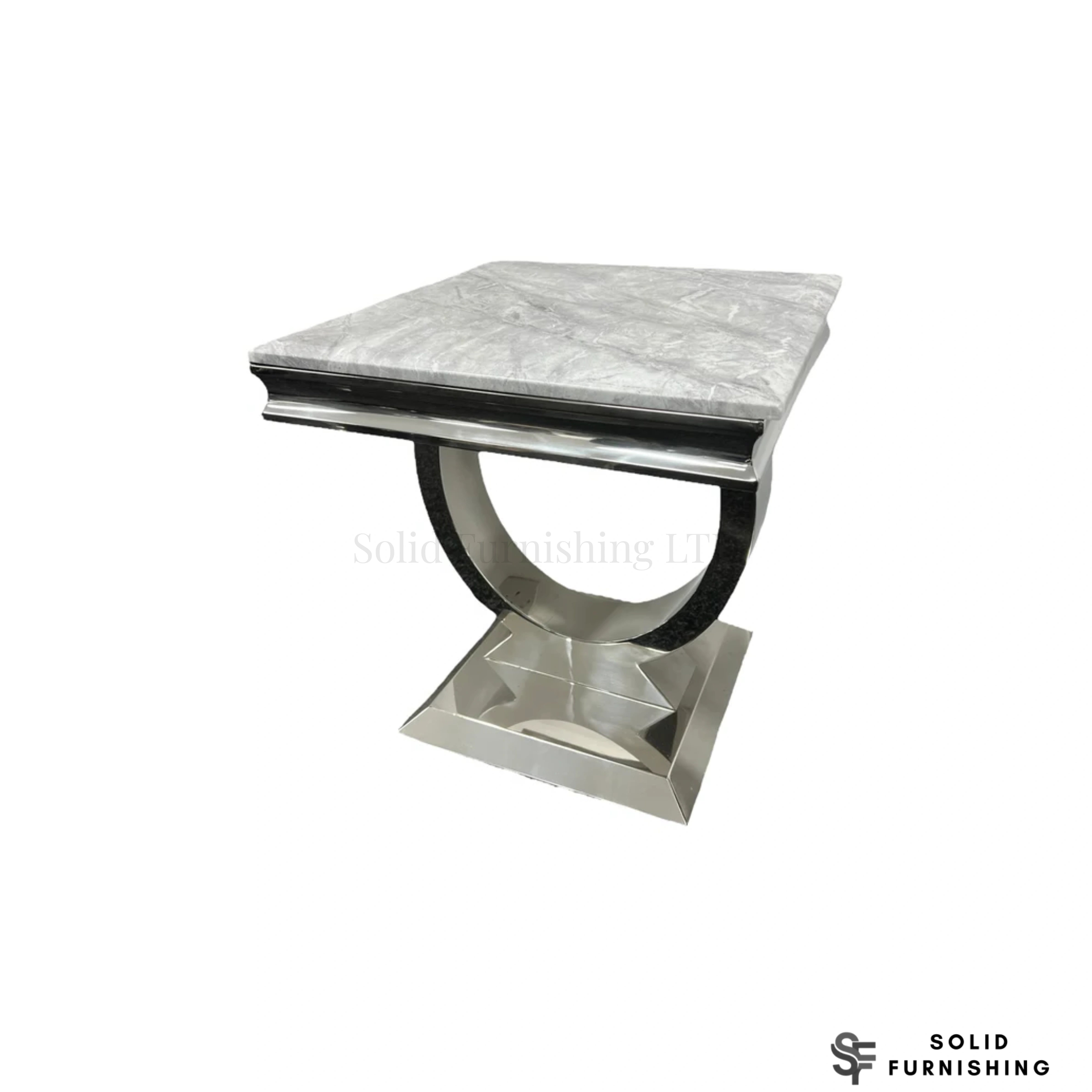 Chelsea Chrome Side Table – Marble & Ceramic Lamp Table
