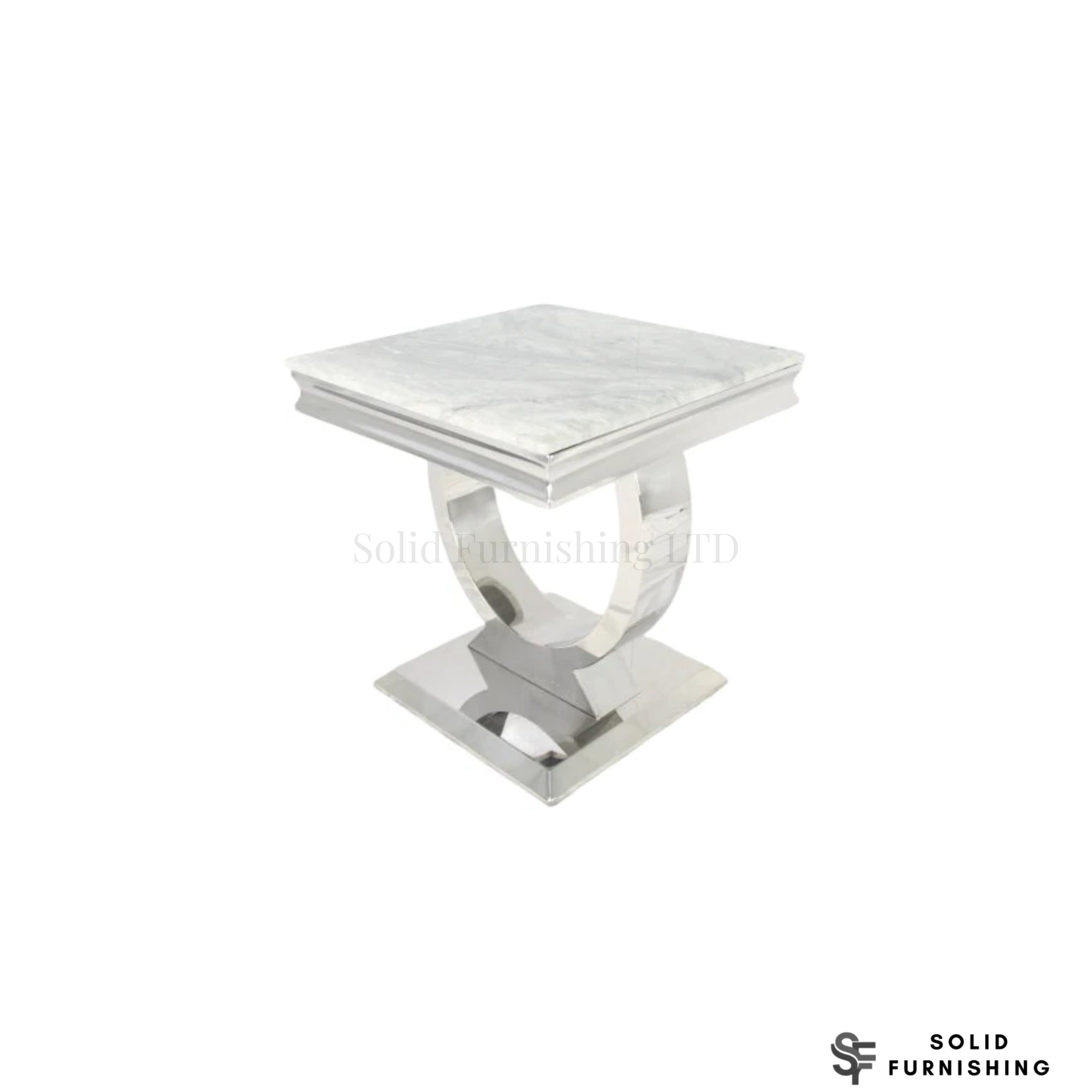 Chelsea Chrome Side Table – Marble & Ceramic Lamp Table