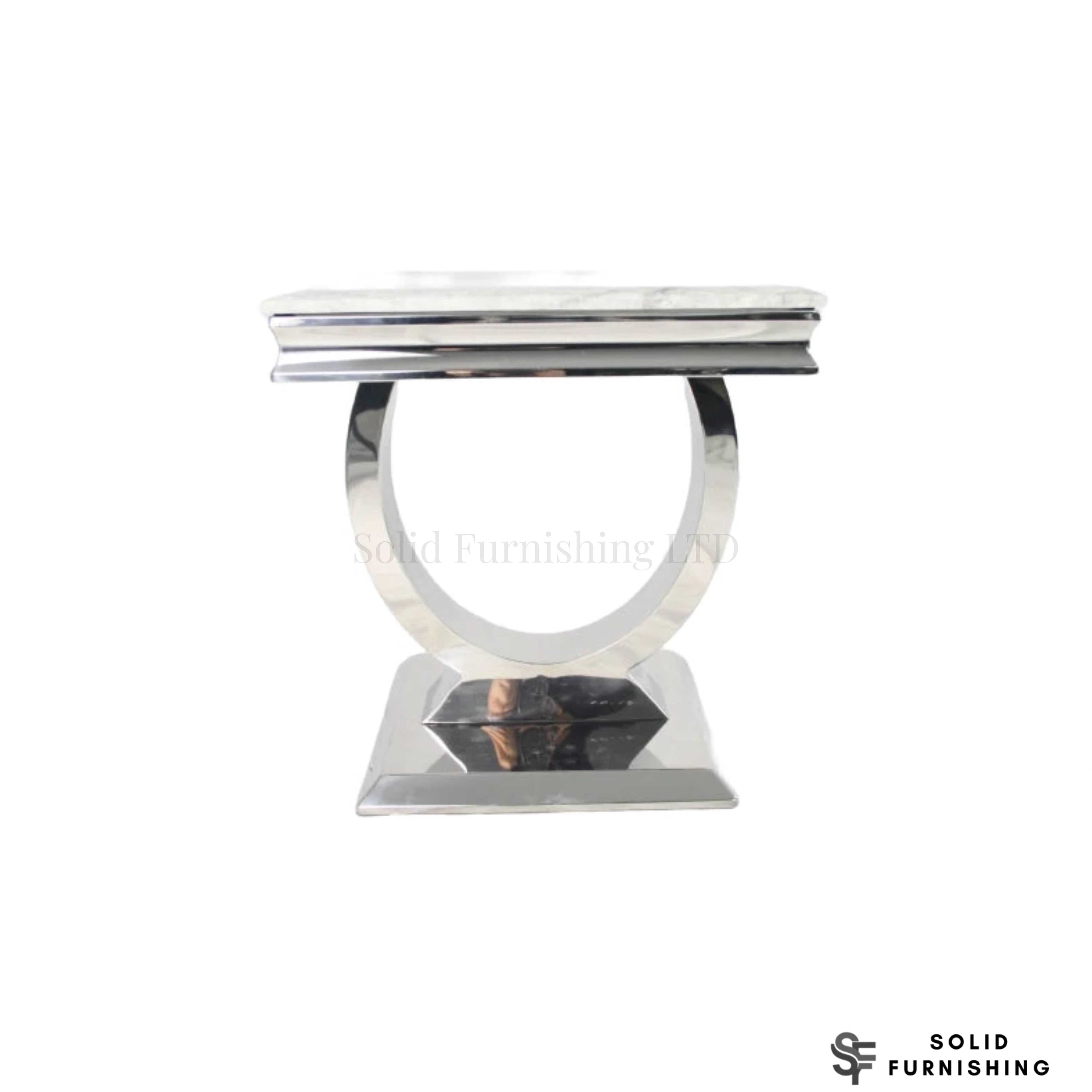 Chelsea Chrome Side Table – Marble & Ceramic Lamp Table