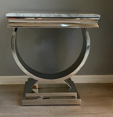 Chelsea Chrome Side Table – Marble & Ceramic Lamp Table