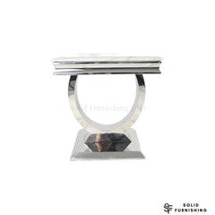 Chelsea Chrome Side Table – Marble & Ceramic Lamp Table