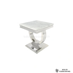 Chelsea Chrome Side Table – Marble & Ceramic Lamp Table