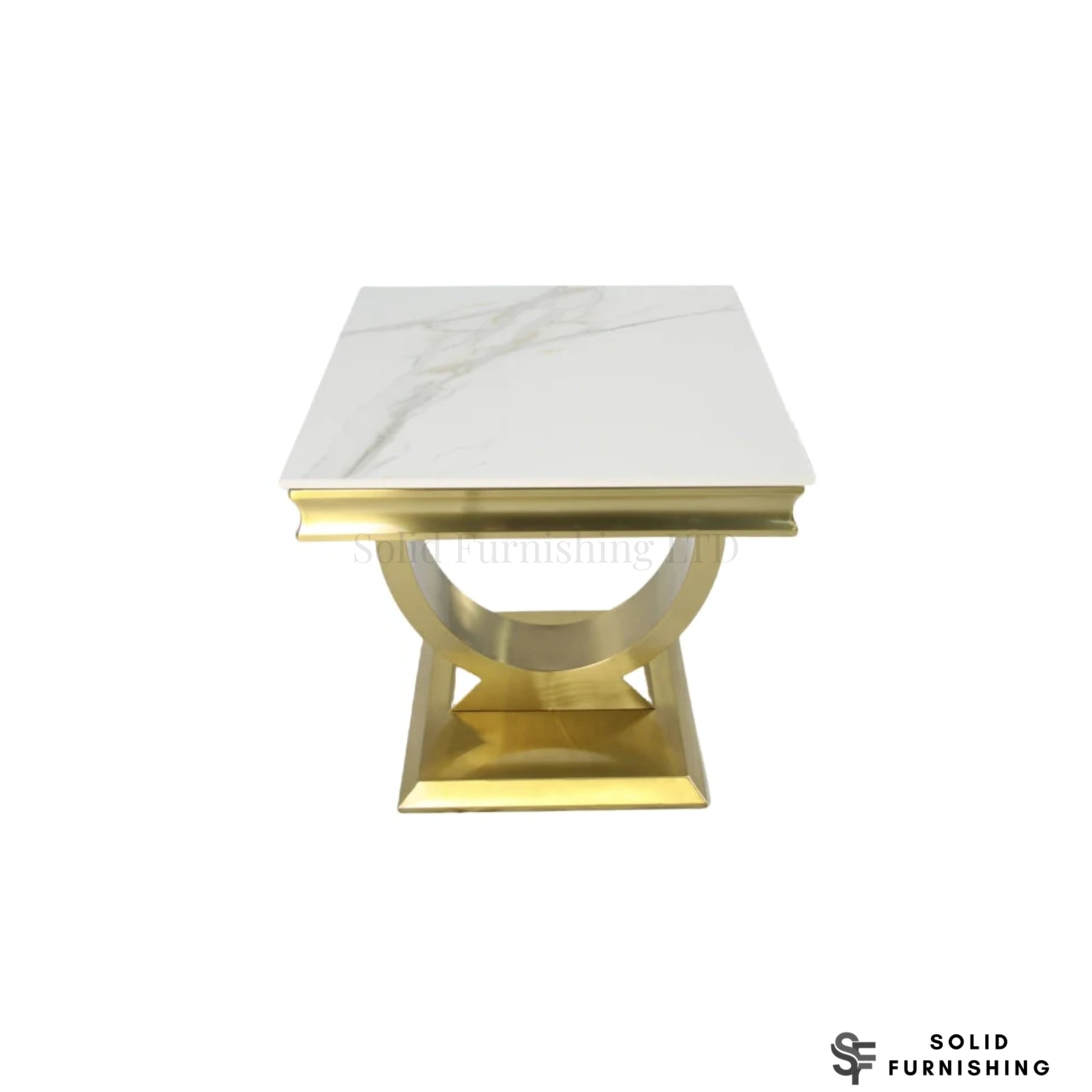 Chelsea Gold Side Table – Marble & Ceramic Lamp Table