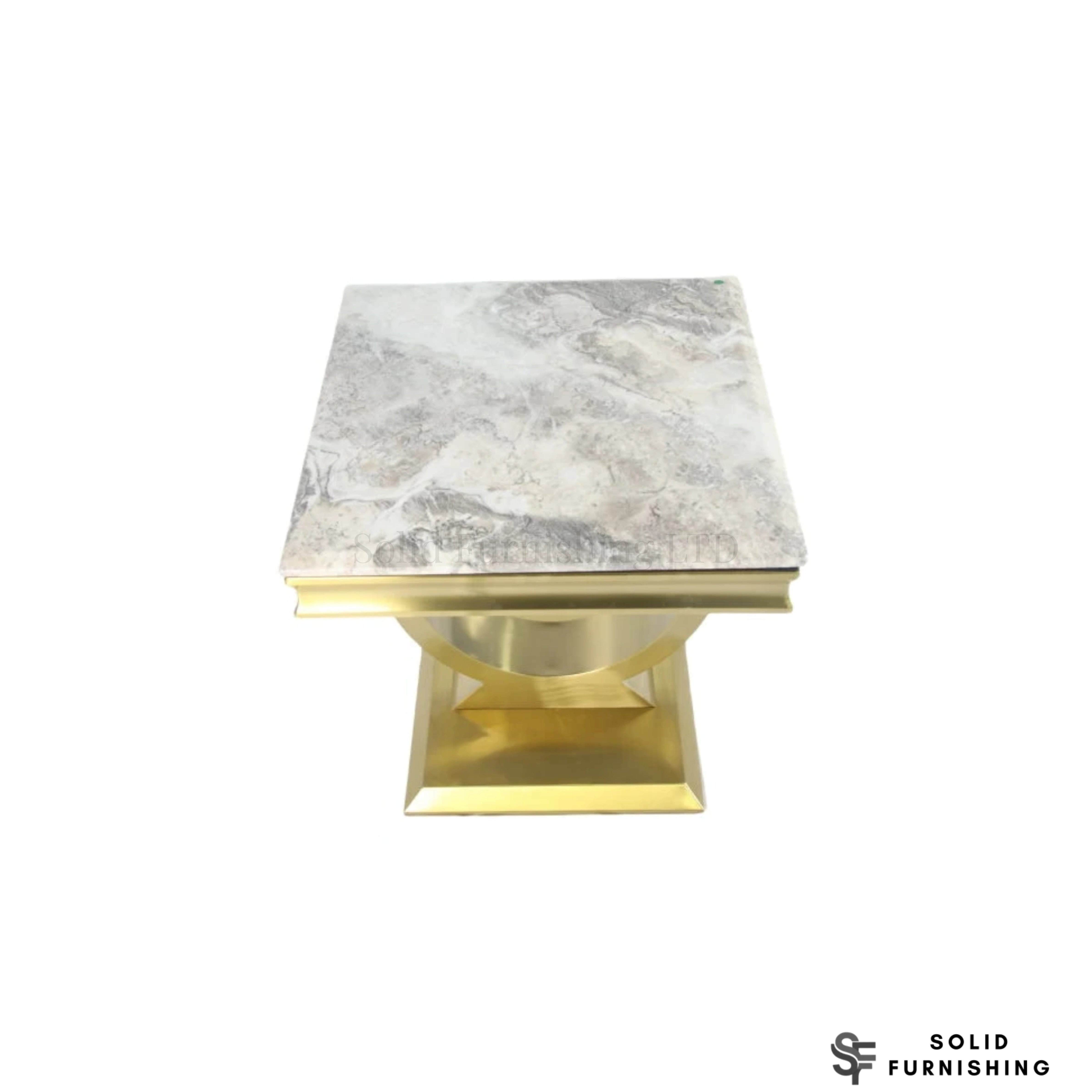 Chelsea Gold Side Table – Marble & Ceramic Lamp Table