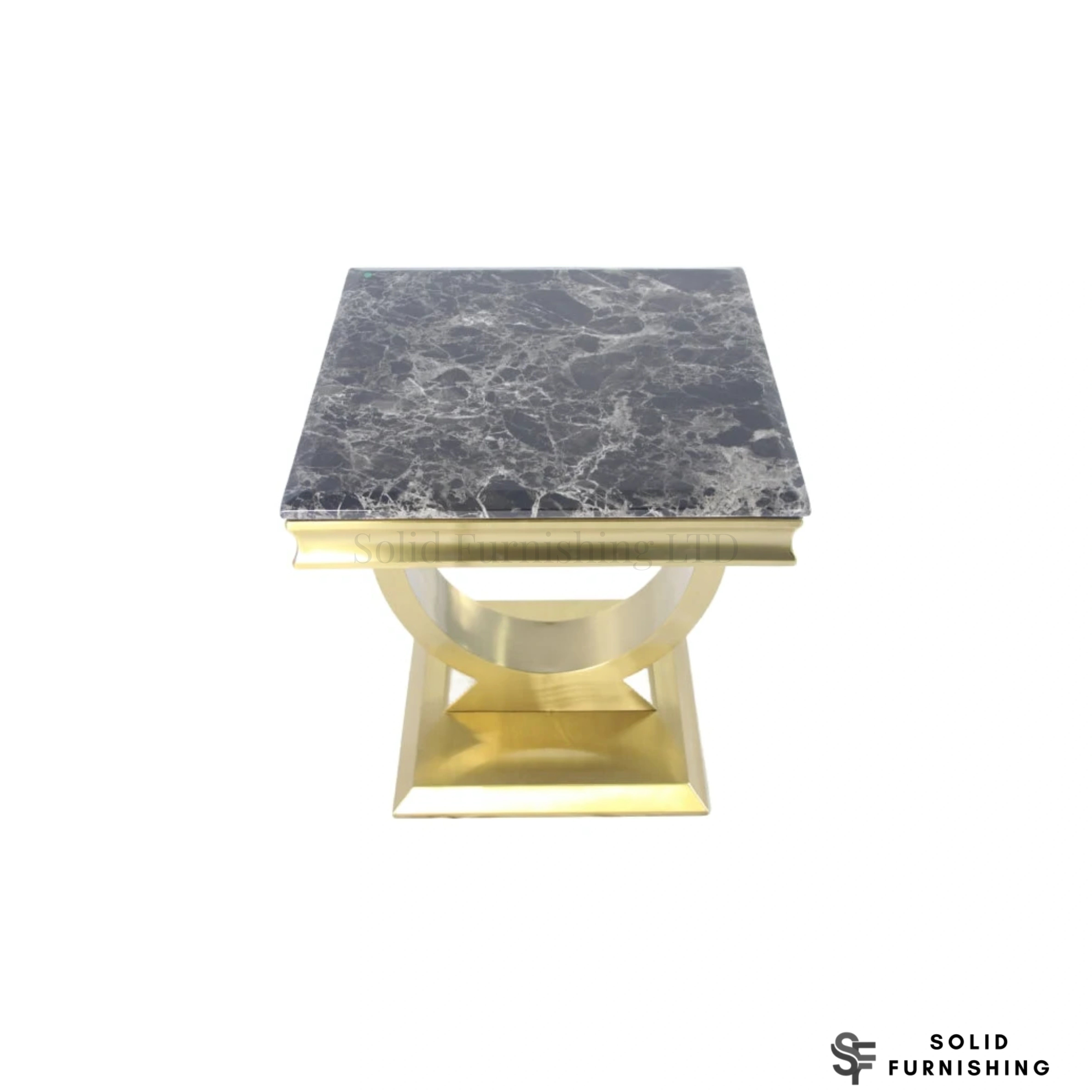 Chelsea Gold Side Table – Marble & Ceramic Lamp Table