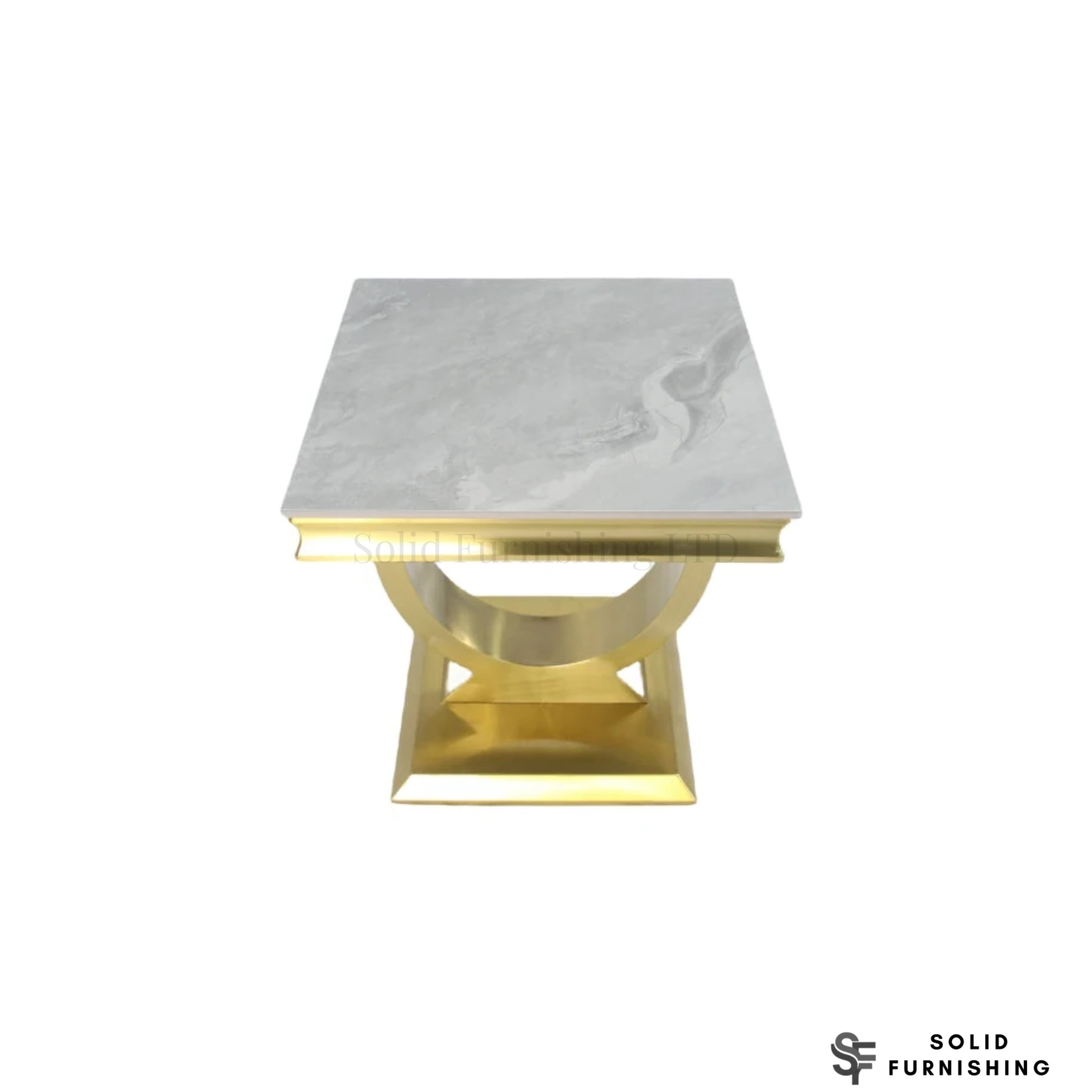 Chelsea Gold Side Table – Marble & Ceramic Lamp Table