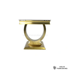 Chelsea Gold Side Table – Marble & Ceramic Lamp Table