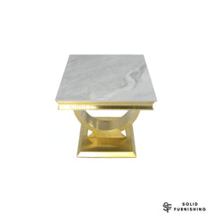Chelsea Gold Side Table – Marble & Ceramic Lamp Table