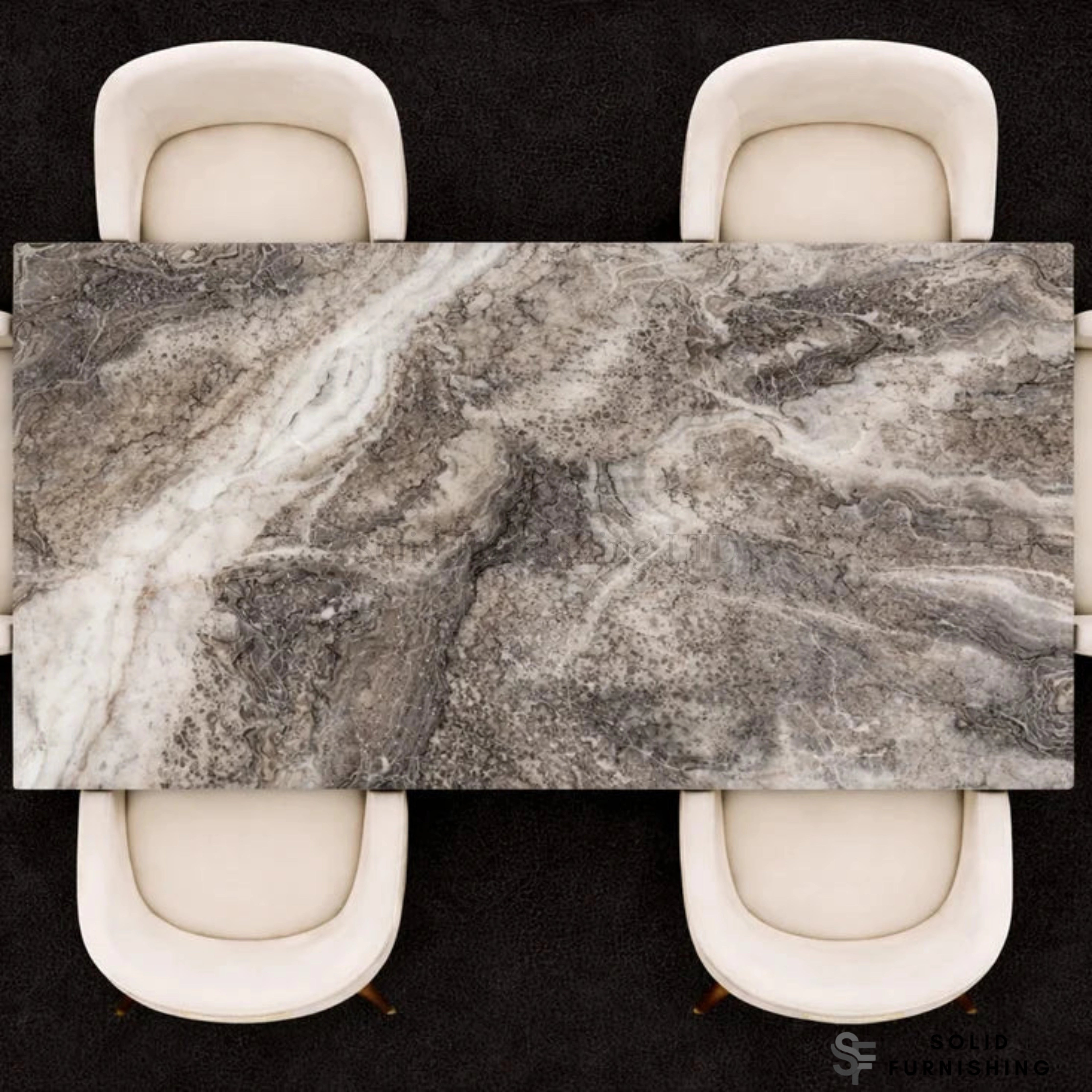 Chelsea Marble & Ceramic Dining Table – Polished Chrome Circular Base