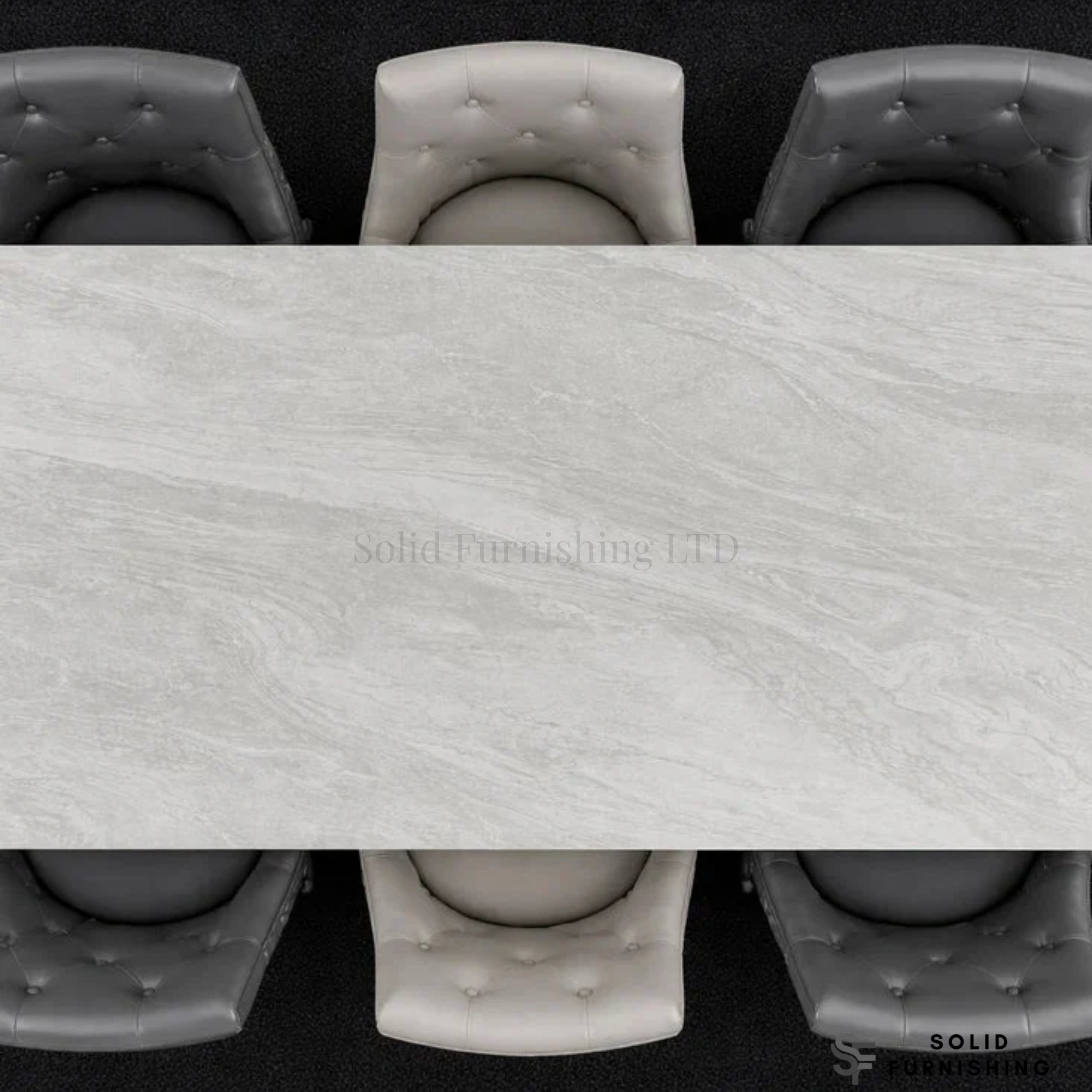 Chelsea Marble & Ceramic Dining Table – Polished Chrome Circular Base