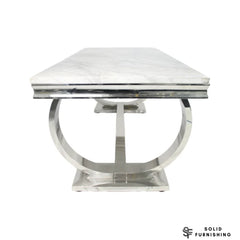 Chelsea Marble & Ceramic Dining Table – Polished Chrome Circular Base