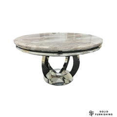 Chelsea Round Marble Dining Table – 130cm Polished Chrome Pedestal Base