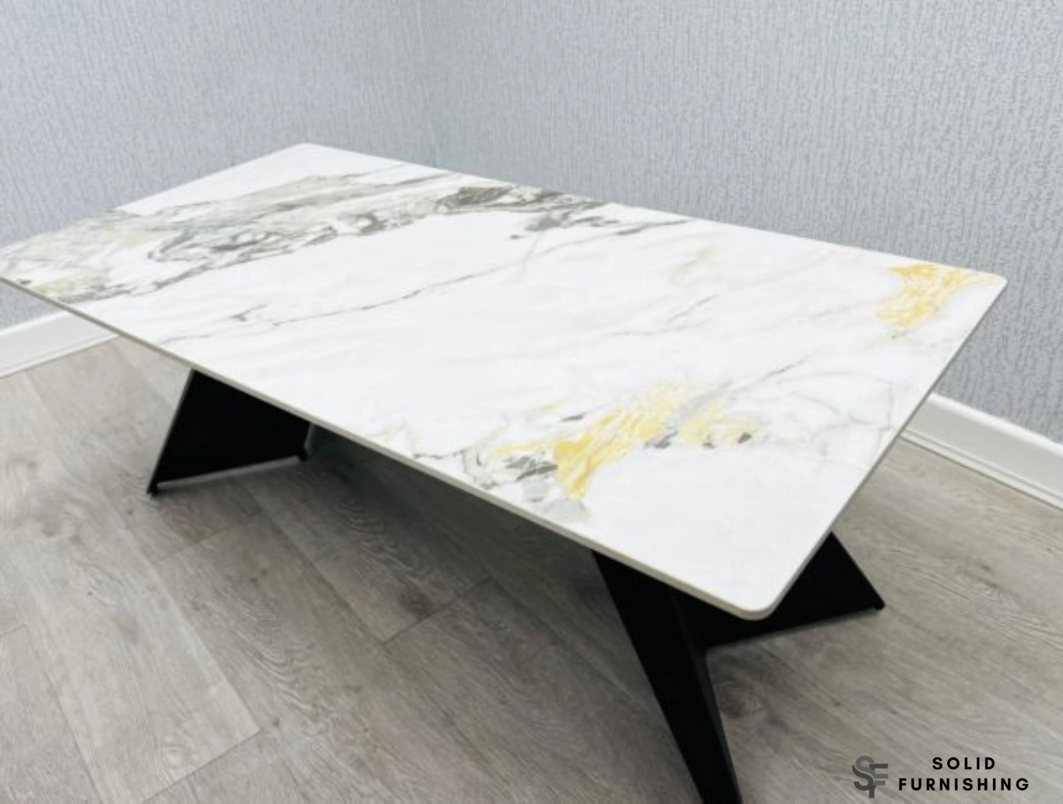 Chicago Cream & Gold Ceramic Coffee Table – Modern Living Room Centre Table