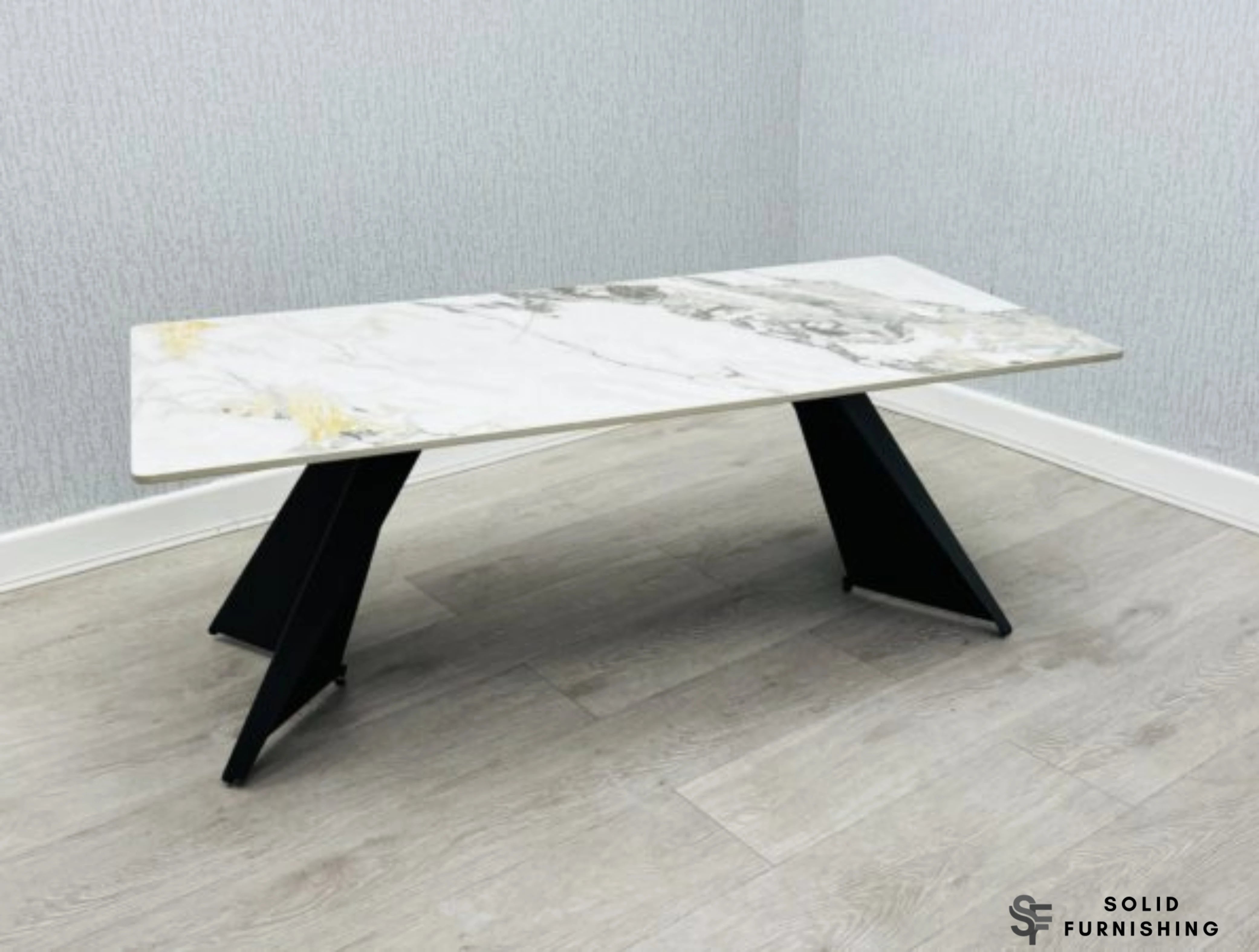 Chicago Cream & Gold Ceramic Coffee Table – Modern Living Room Centre Table
