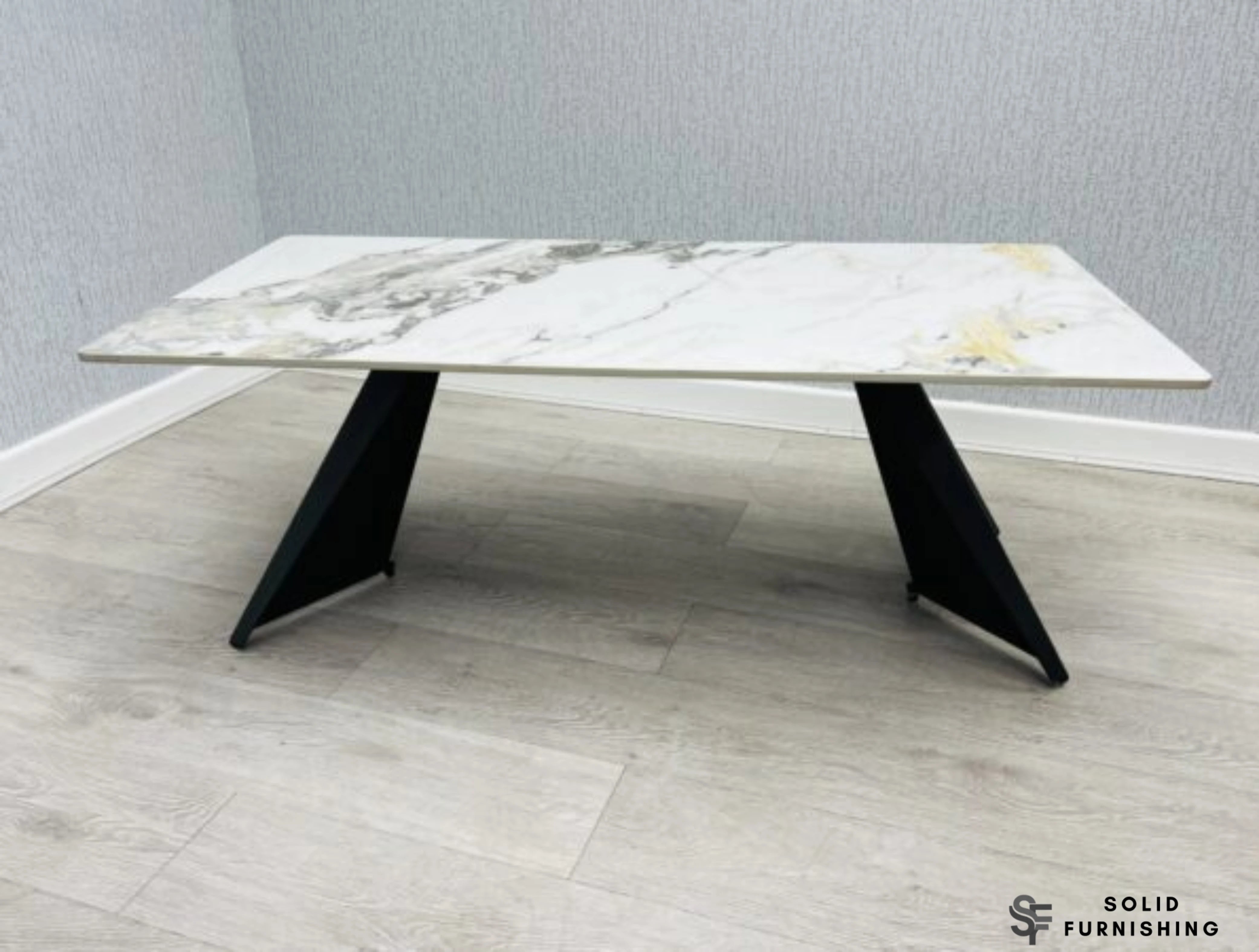 Chicago Cream & Gold Ceramic Coffee Table – Modern Living Room Centre Table