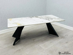 Chicago Cream & Gold Ceramic Coffee Table – Modern Living Room Centre Table