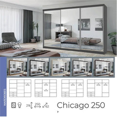 Chicago Mirrored Sliding Wardrobe – Modern Bedroom Storage Wardrobe