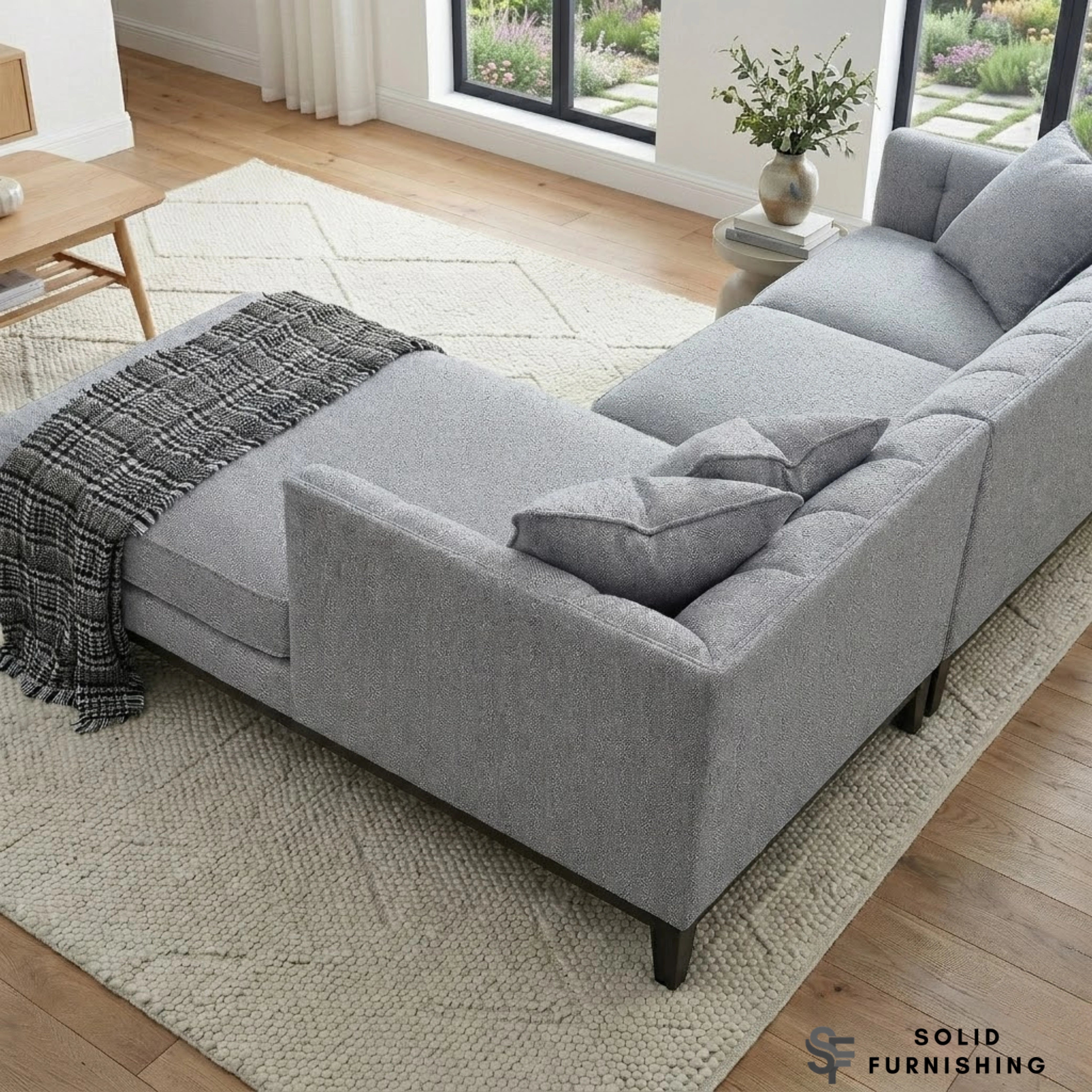 Cooper Right Hand / Left Hand Facing Corner Sofa – Dolphin Grey Bouclé | Mid Century Design