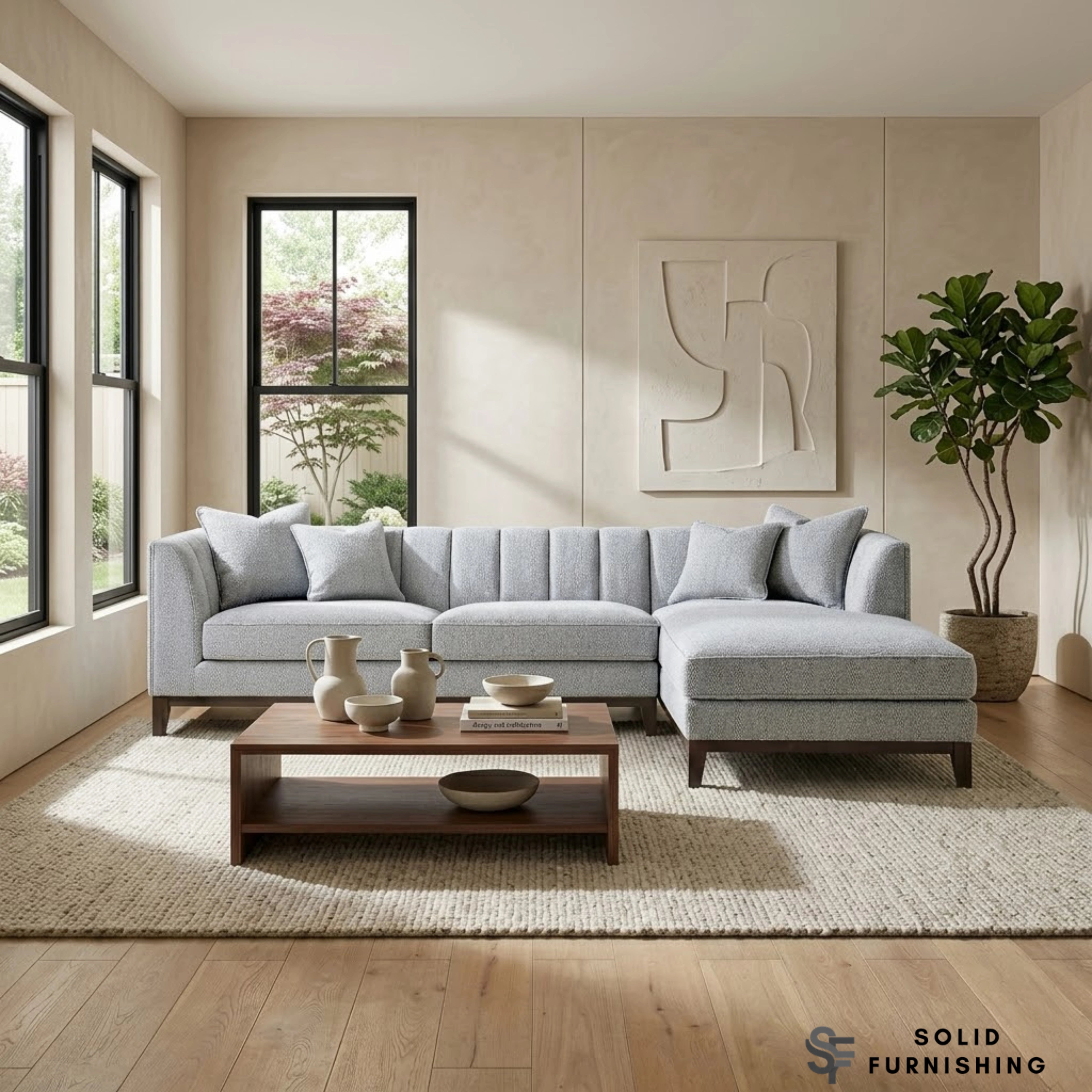 Cooper Right Hand / Left Hand Facing Corner Sofa – Dolphin Grey Bouclé | Mid Century Design