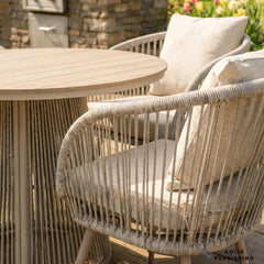 Cove 4 Seater Outdoor Garden Dining Set – Natural Grey Rope Weave with Round Dining Table