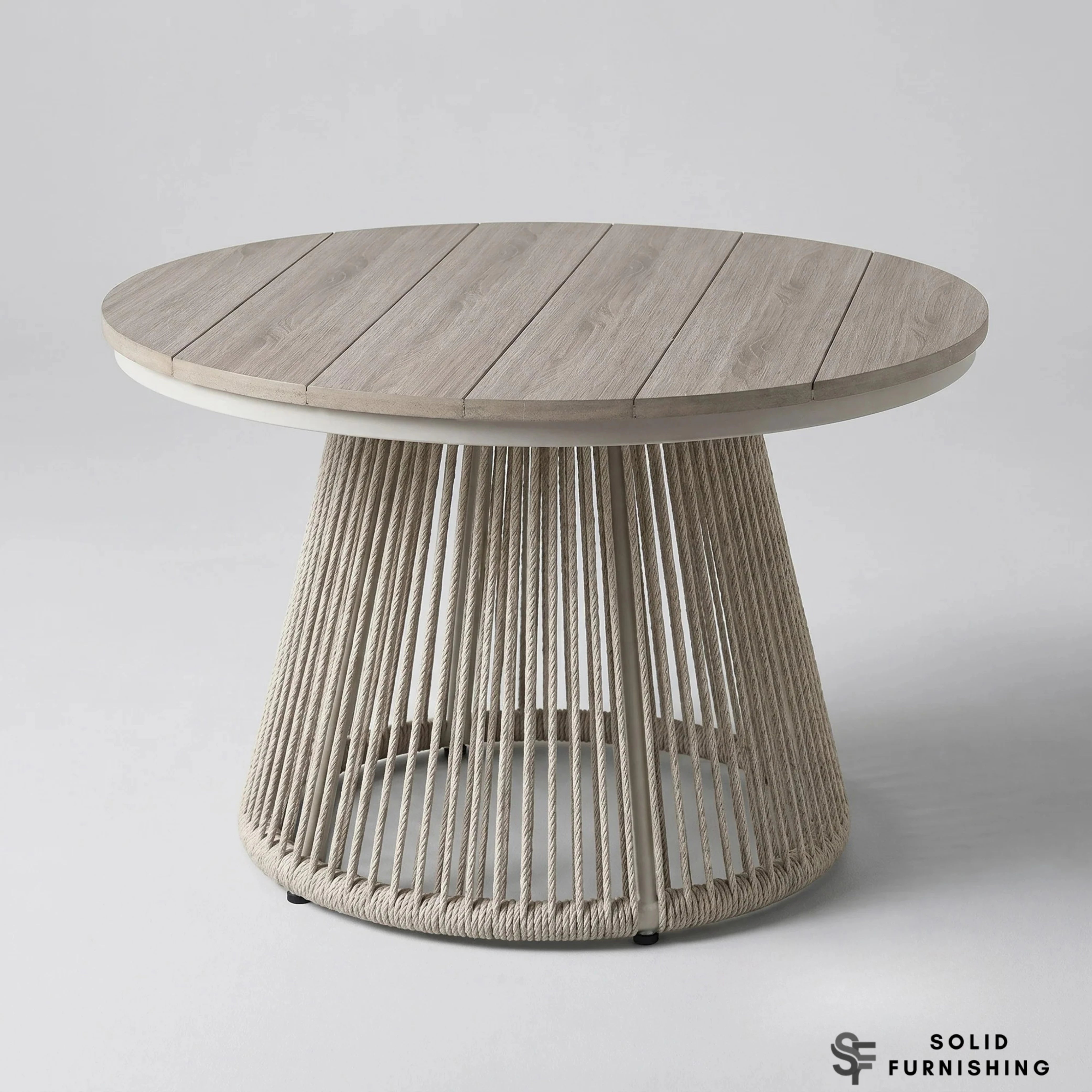 Cove 4 Seater Outdoor Garden Lounge Set – Natural Grey Rope Weave with Round Coffee Table