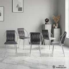 Daisy Grey Velvet Dining Chairs with Silver Legs – Set of 2