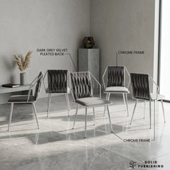 Daisy Grey Velvet Dining Chairs with Silver Legs – Set of 2