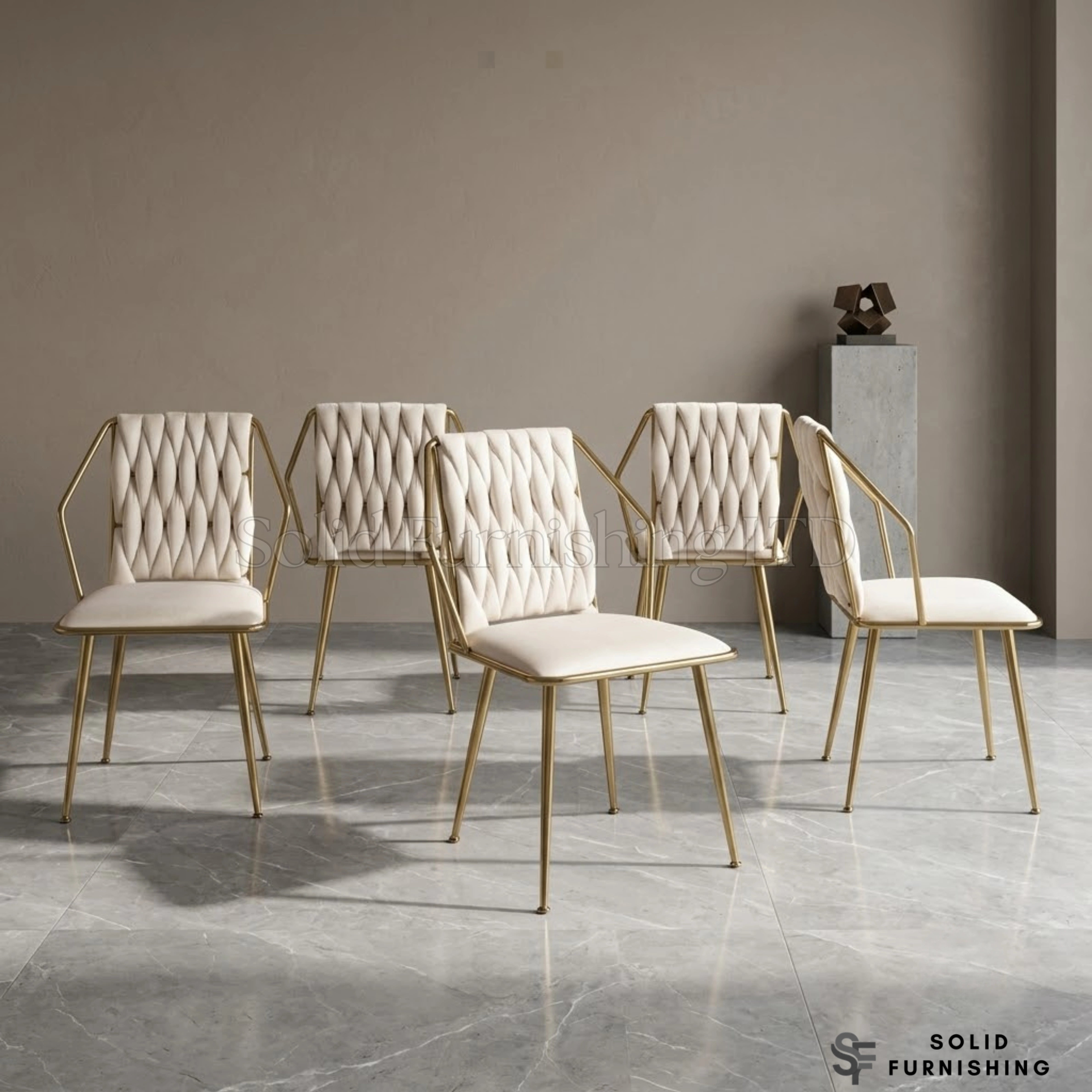 Daisy Velvet Dining Chairs with Gold Legs – Set of 2